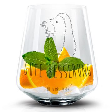Mr. & Mrs. Panda Cocktailglas Igel Blumen - Transparent - Geschenk, Krankenhaus, Cocktail Glas mit, Premium Glas, Laser-Gravierte Motive