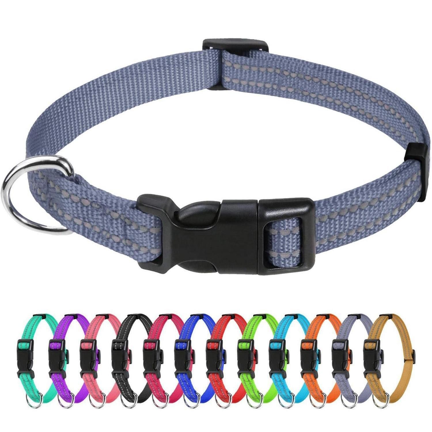 LuxusKollektion Hunde-Halsband Hundehalsband Reflektierend Grau XS, Textil