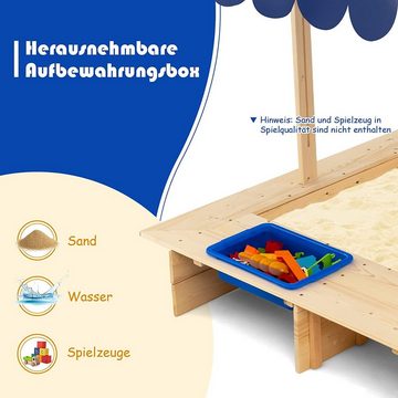 KOMFOTTEU Sandkasten Sandbox, aus Holz, Sandkiste für Kinder 115 x 115 x 121 cm