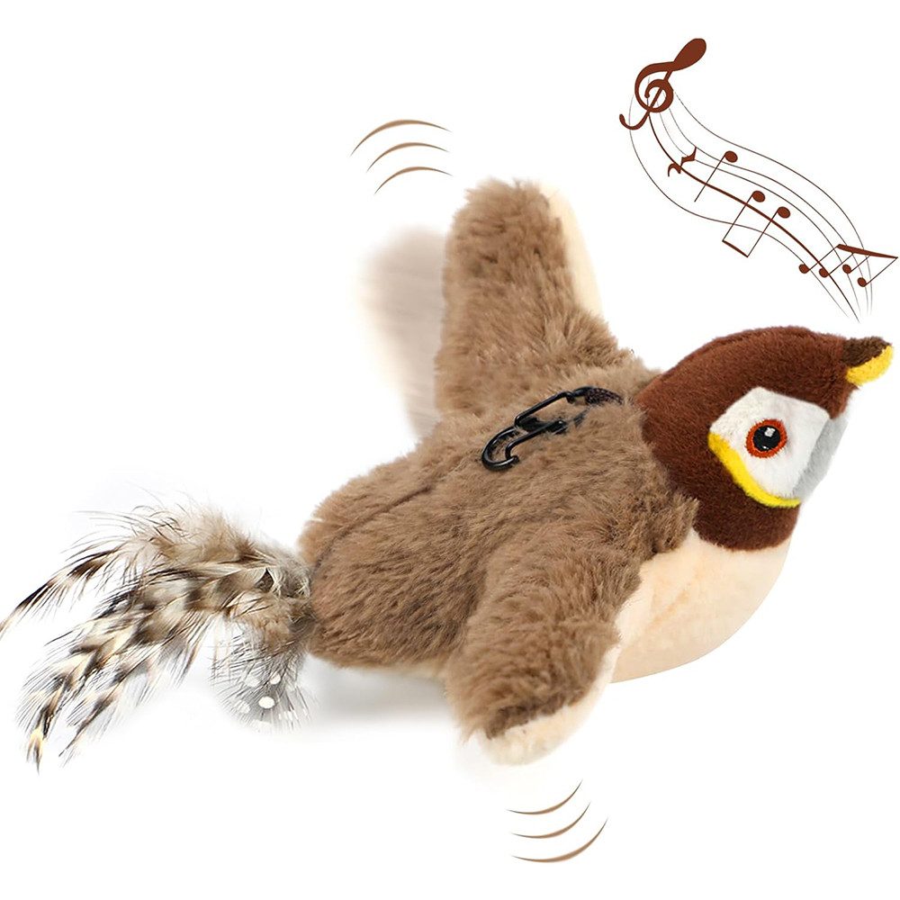TUWENA Tier-Intelligenzspielzeug Interaktive Katzenspielzeug Vogel mit Katzenminze,Elektrisch Spielzeug, Intelligenz Aufladbares Katzen Spielzeug für Katzen zum Spielen Treten