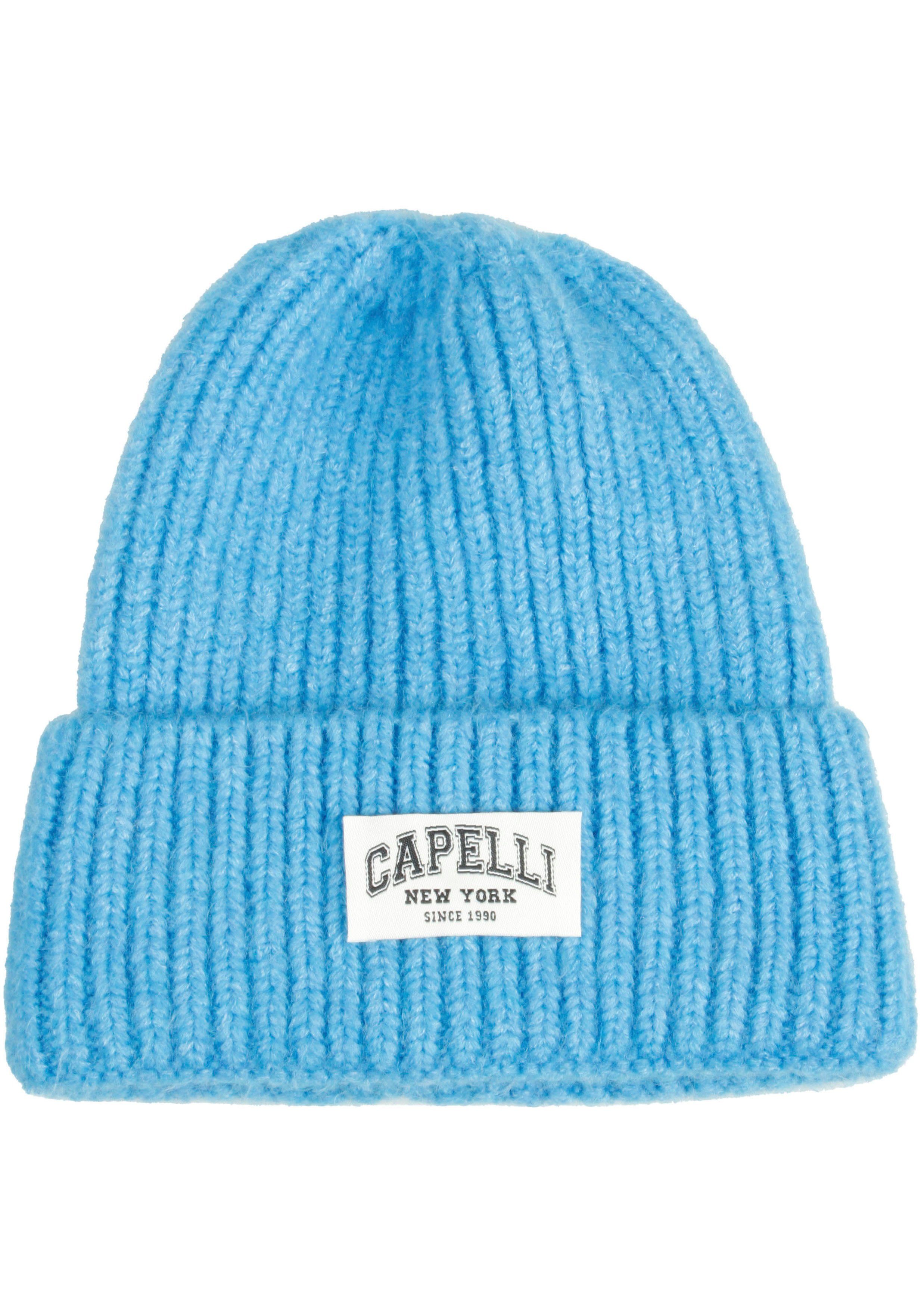 Capelli New Logo Strickmütze Umschalg, himmelblau-meliert York Breiter vorn