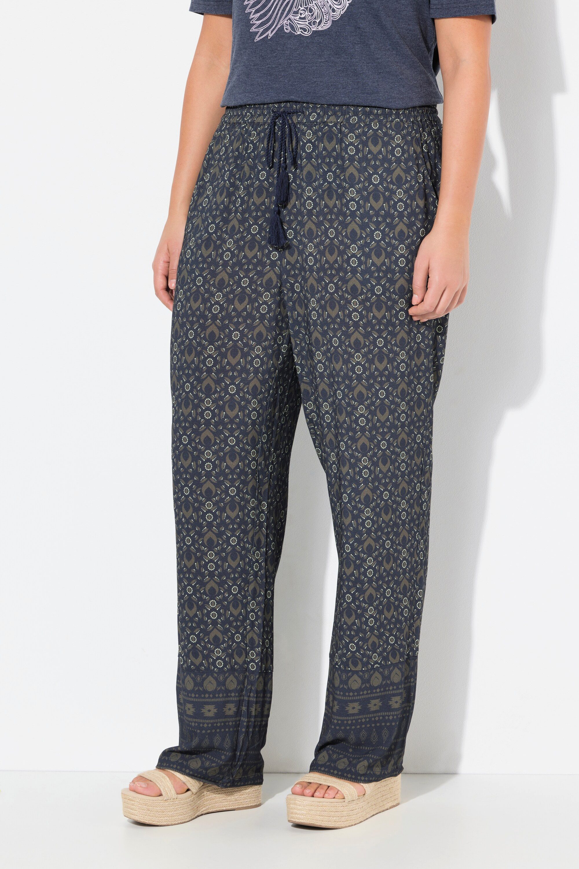 Ulla Popken Schlupfhose Hose Rose weites Bein Elastikbund günstig online kaufen