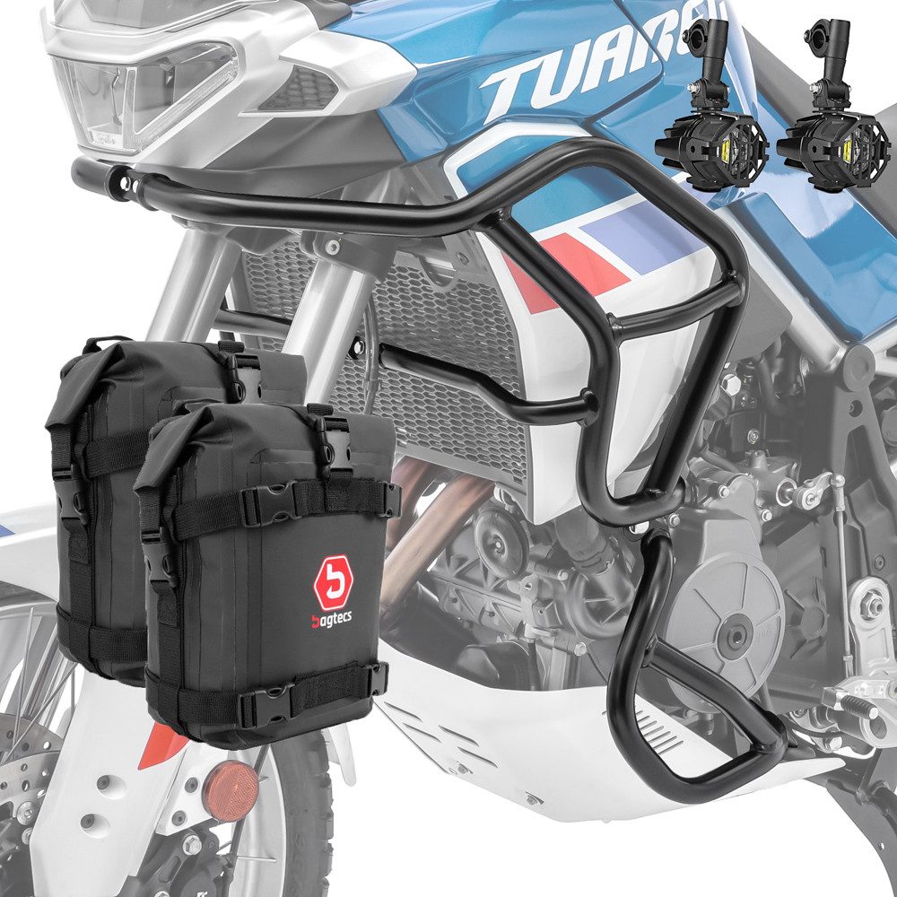 Motoguard Motor-Schutzhülle Set Sturzbügel + Scheinwerfer für Aprilia Tuareg 660 22-26 + K3 schwar