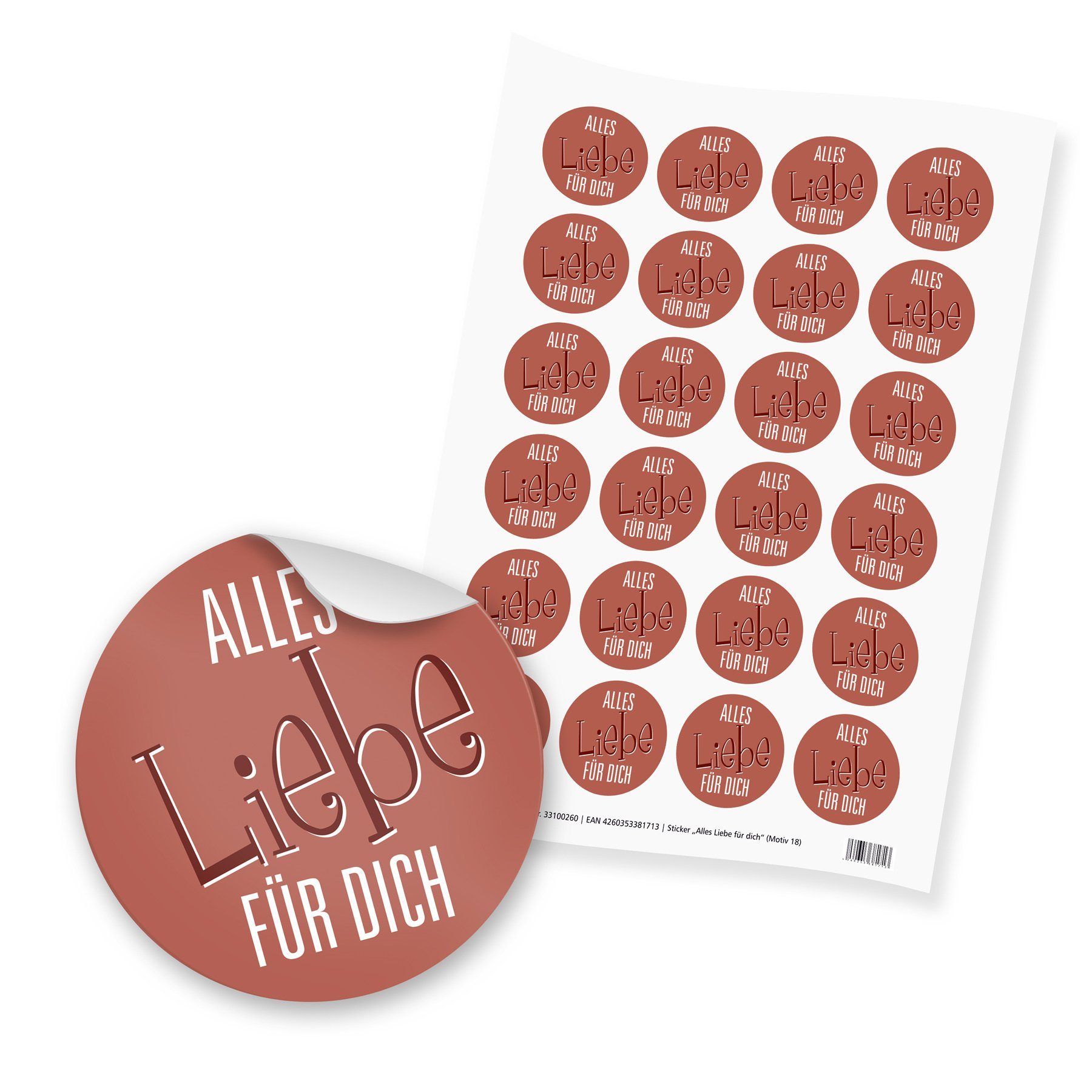 itenga Aufkleber 24x Sticker Alles Liebe FÜR DICH (Motiv 18) 4cm Geschenk Aufkleber run
