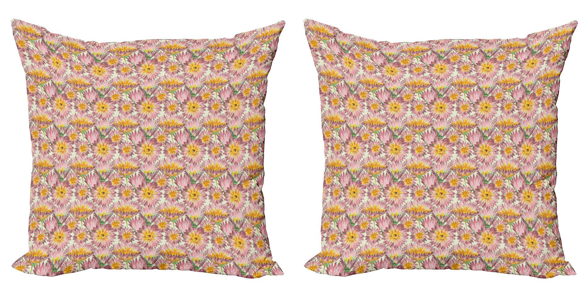 Kissenbezüge Modern Accent Doppelseitiger Digitaldruck, Abakuhaus (2 Stück), Gänseblümchen Retro Gekritzel-Blumen