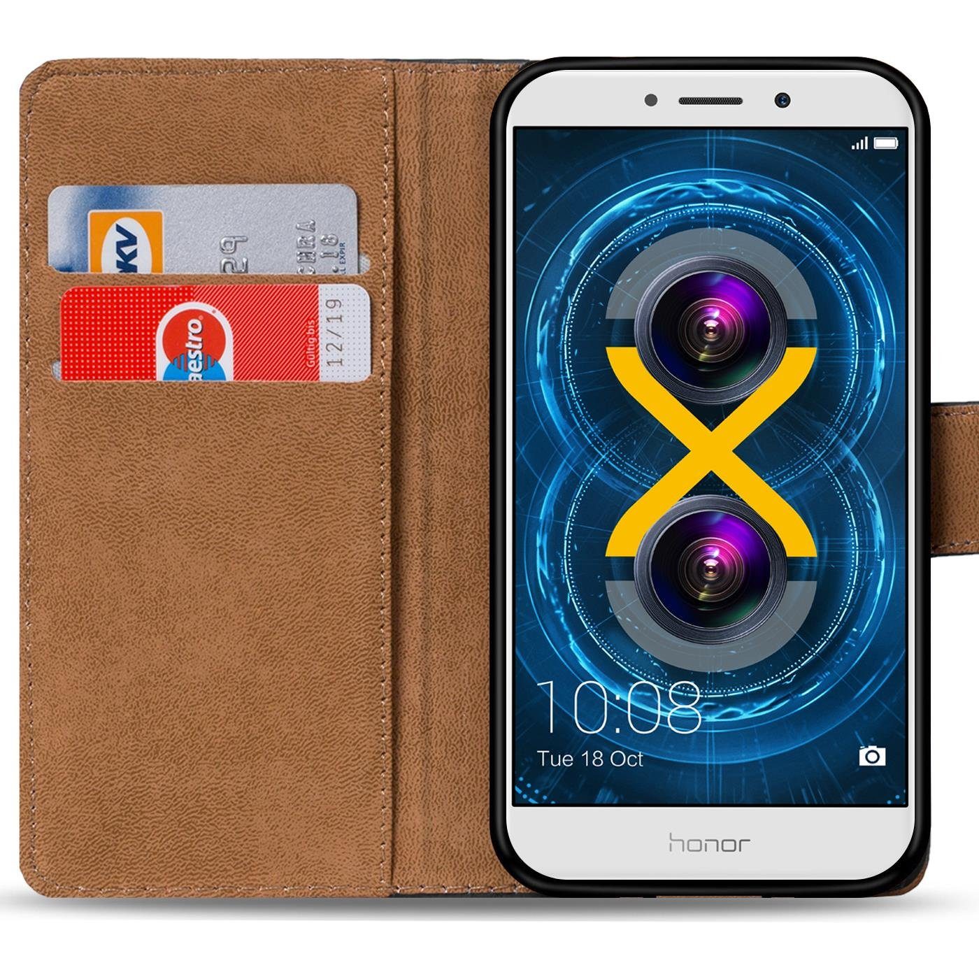 CoolGadget Handyhülle Wallet Klapp Tasche Book Case für Honor 6X 5,5 Zoll, Hülle Klapphülle Flip Cover Etui Schutzhülle