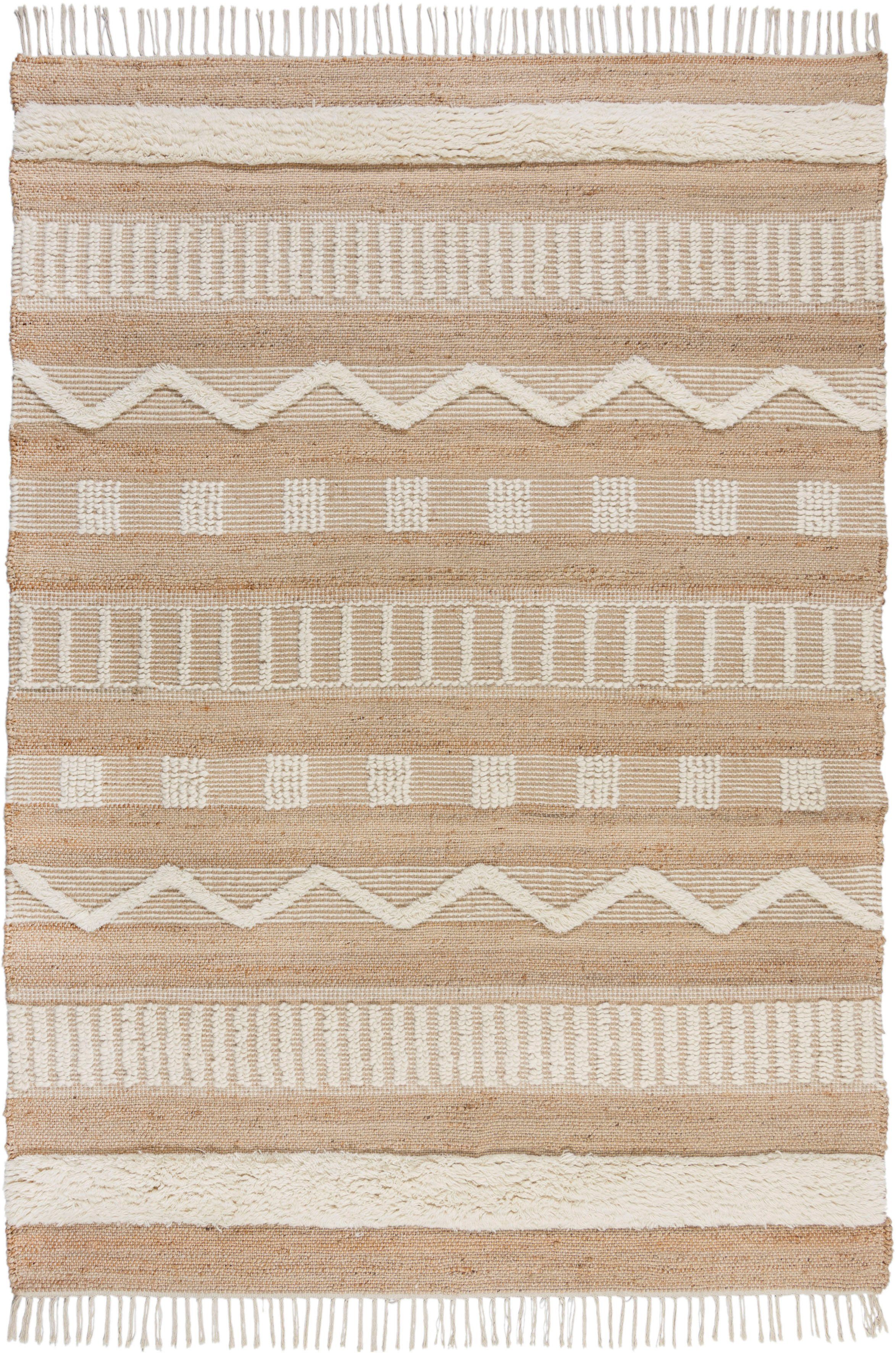 RUGS, rechteckig, & Höhe: Teppich Jute wie Naturfasern Medina, aus 12 Wolle mm, FLAIR Boho-Look,