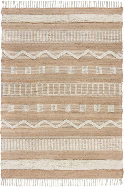 Teppich »Medina«, FLAIR RUGS, rechteckig, Höhe 12 mm, Boho-Look, aus Naturfasern wie Wolle & Jute, ideale Teppiche für Wohnzimmer, Esszimmer & Schlafzimmer