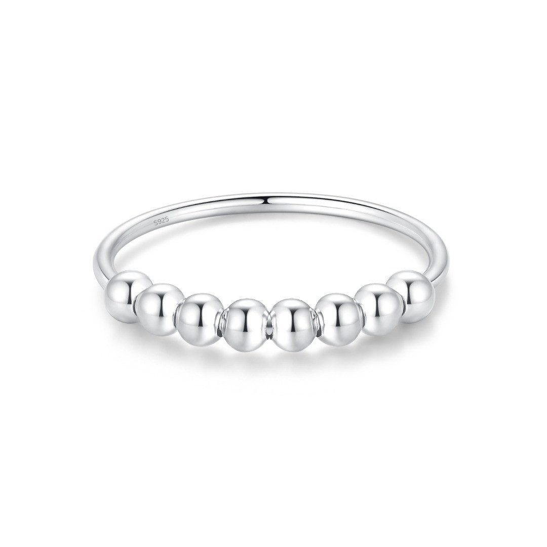 Lisandra Scott Silberring 925 Sterling Silber Spinning Angst Ring Kugeln zum Drehen, Beruhige deine Gedanken – mit Kugeln zur Stresslinderung & Achtsamkeit