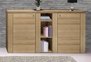 Helvetia Sideboard Larona (Larona, 1 St., Sideboard mit offenen Fächern), 155x37x85cm 2-türig Eiche Riviera