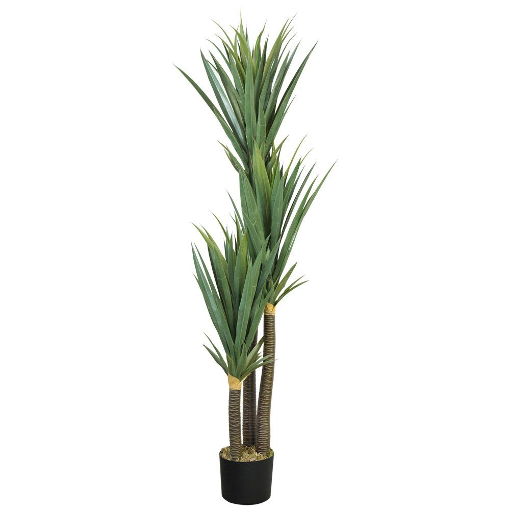 Kunstpflanze Yucca Palmlilie Kunstpflanze Plastikpflanze Künstliche Pflanze 150 cm, Decovego, Höhe 150 cm