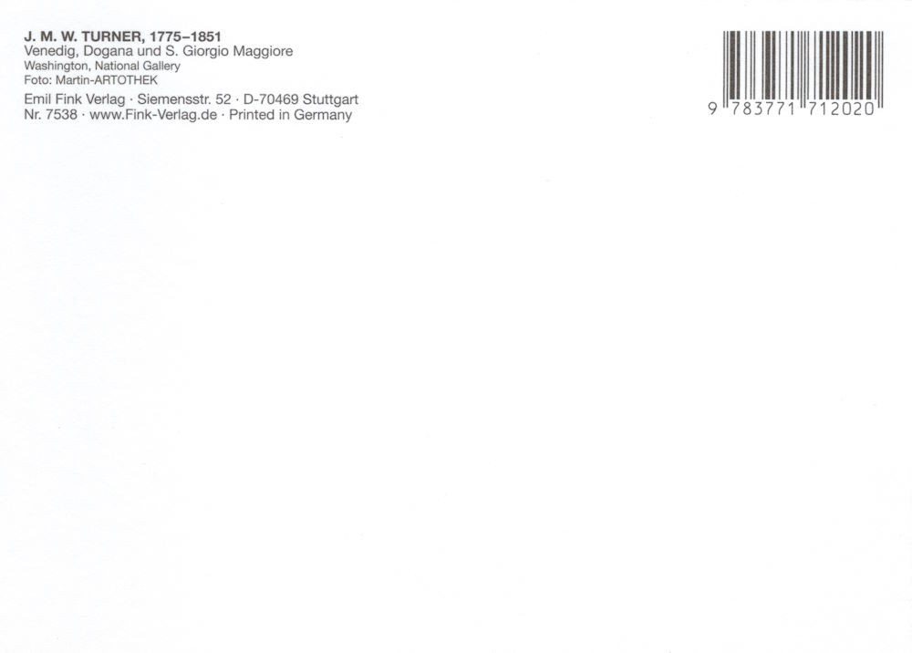 Thumbnail - Postkarte Kunstkarte William Turner "Venedig, Dogana und S. Giorgio Maggiore"