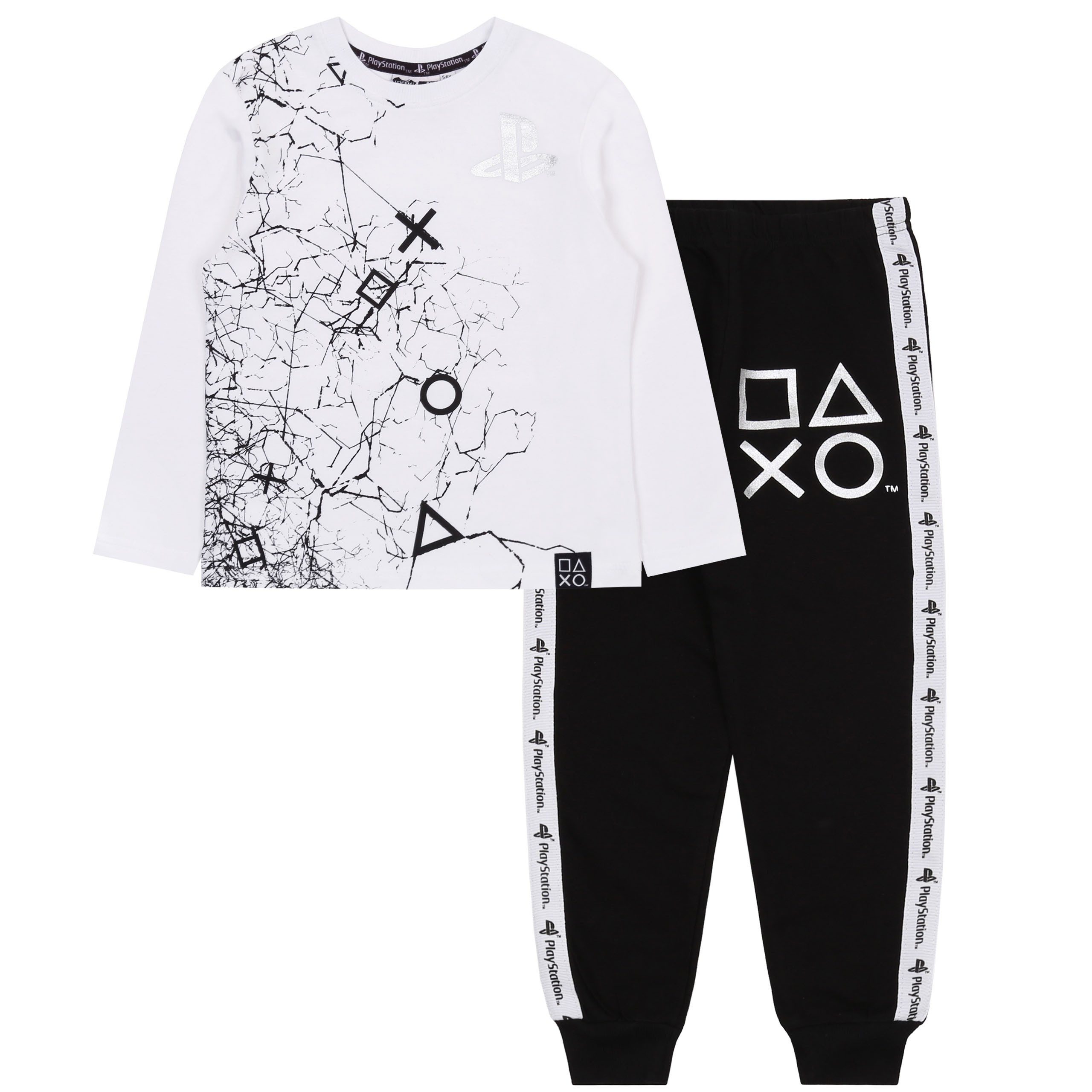Playstation Pyjama Weiß-schwarzes Jungenpyjama Schlafanzug PlayStation 8-9 Jahre