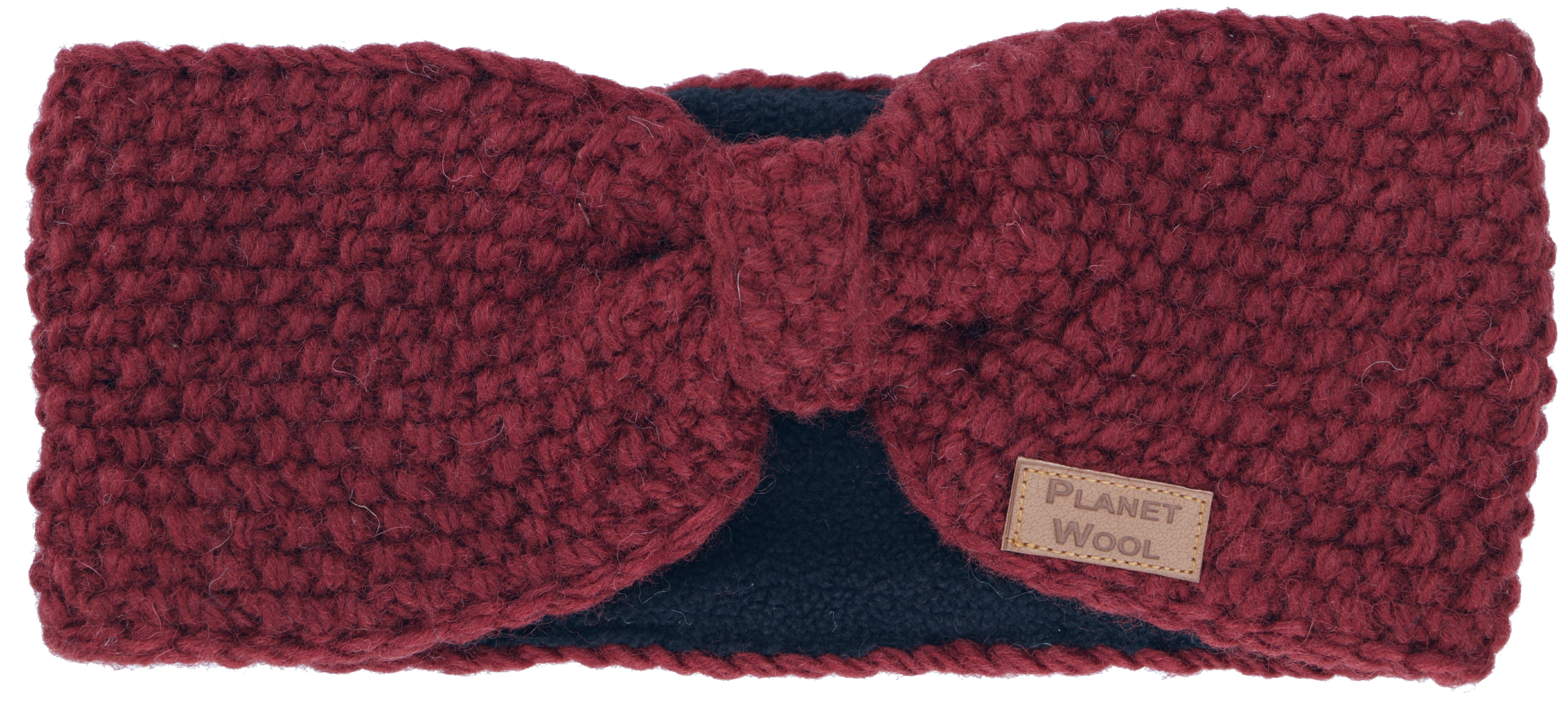 Guru-Shop Stirnband Woll-Strick-Stirnband mit Knoten, gestrickter.. rot
