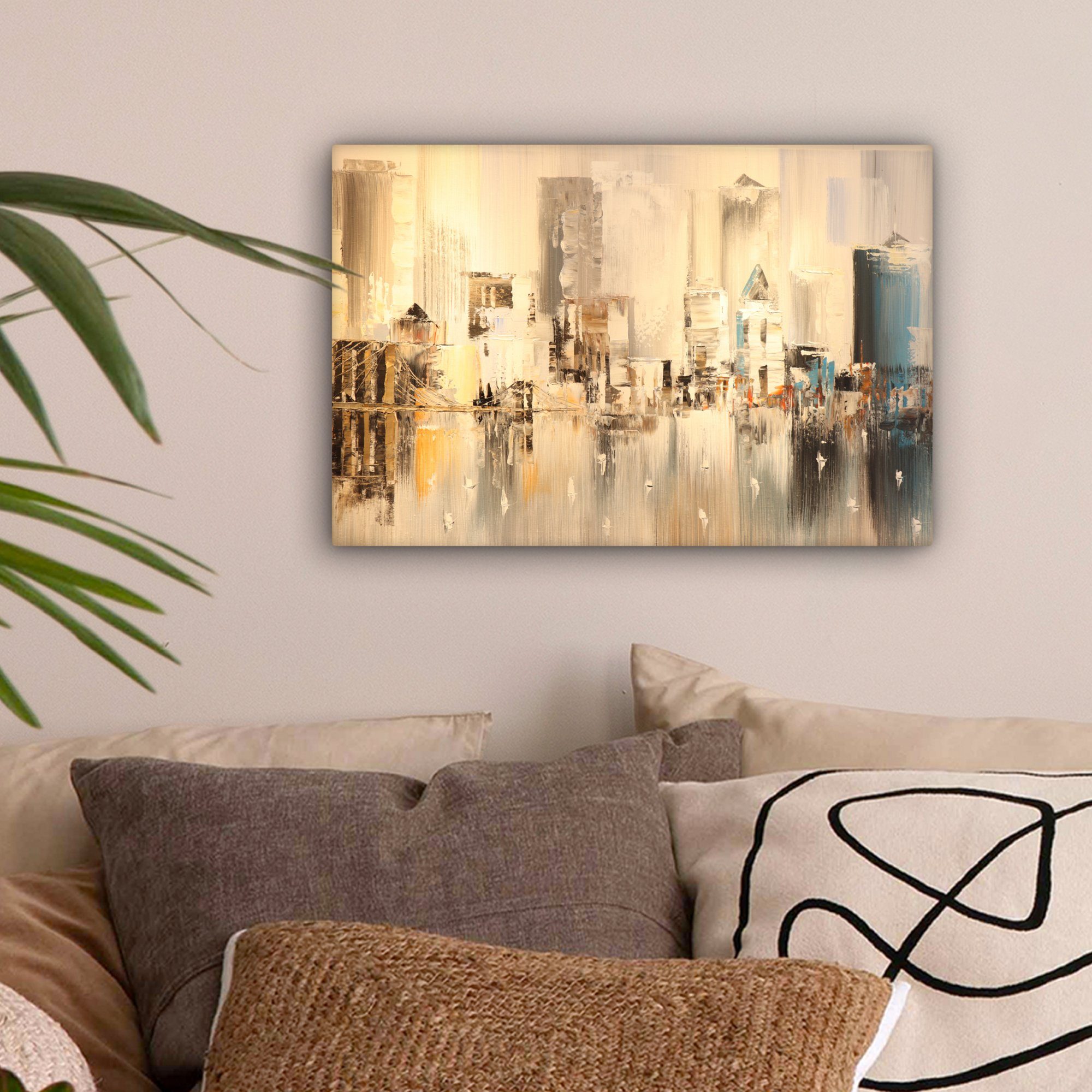 OneMillionCanvasses® Leinwandbild Kunstdrucke - Öl - Abstrakt - Skyline, Fo günstig online kaufen