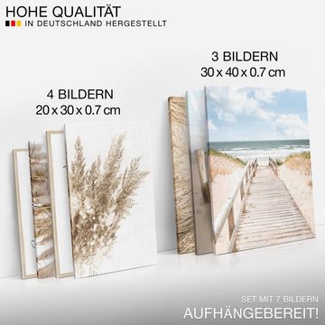 Novart Wandbild Wandbilder Strand Meer Boho - KOMPLETT AUFHÄNGFERTIG - Blau Beige