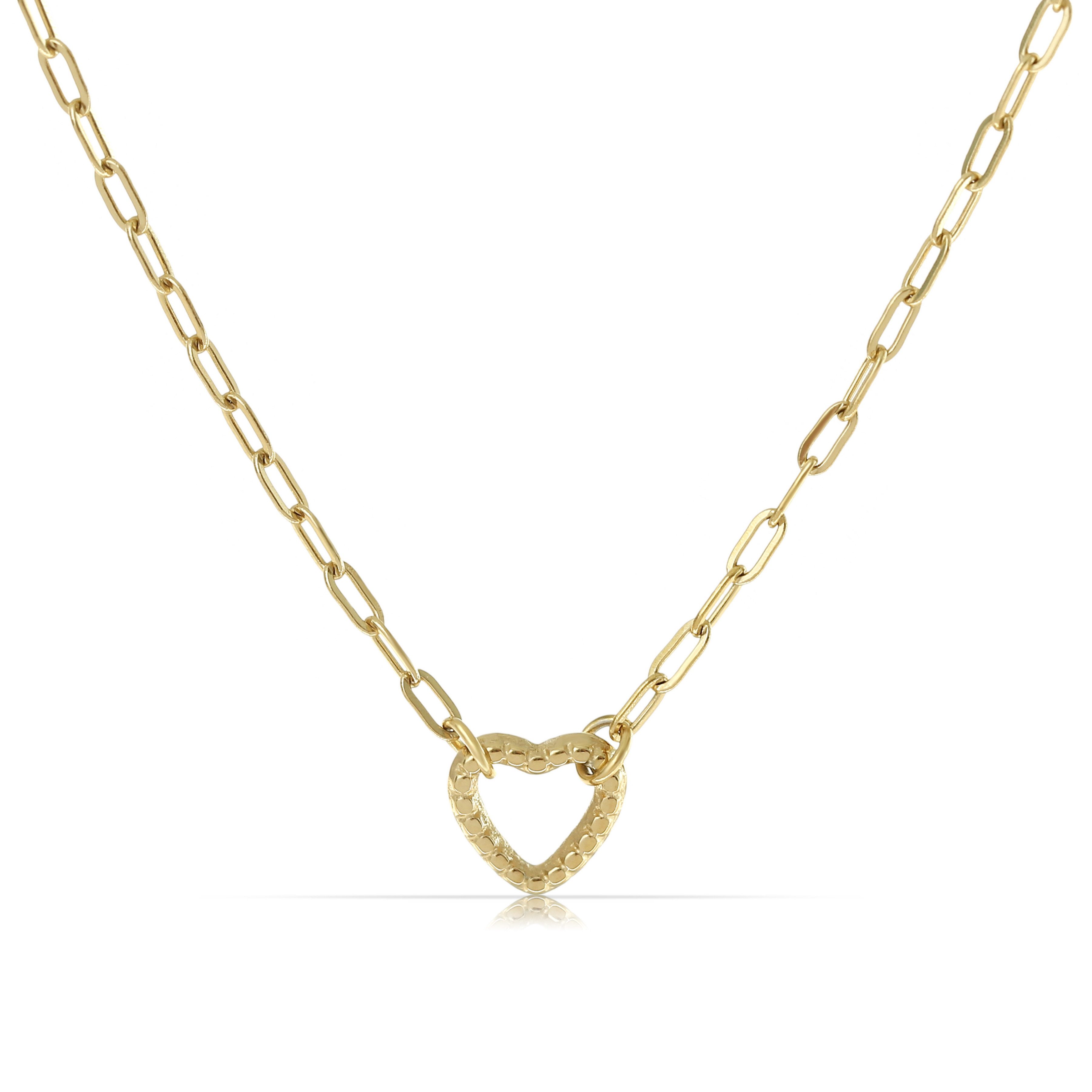 Made by Nami Herzkette Damen Halskette goldfarben mit Herzanhänger verstellbar wasserfest, aus Edelstahl – hypoallergen – mit Verlängerung – romantischer Stil