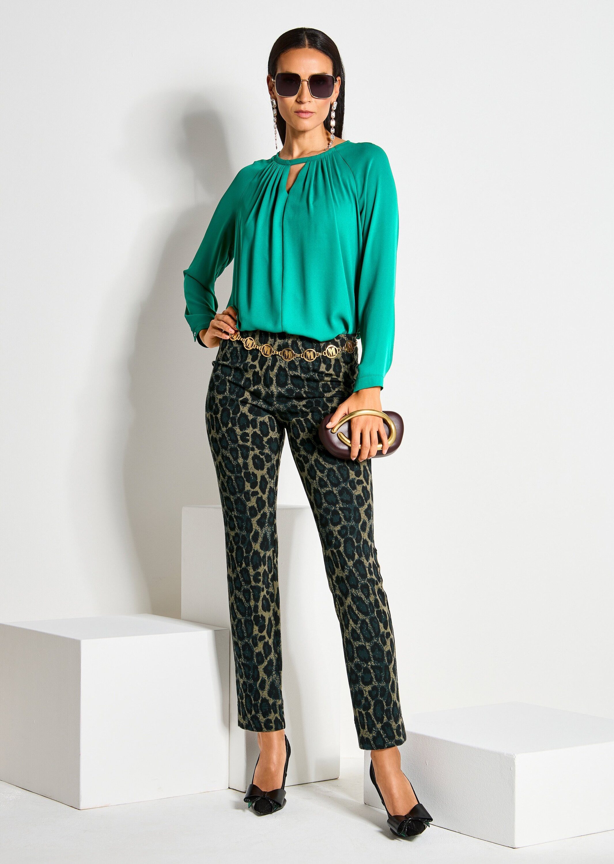 MADELEINE Leggings Gerade Jersey-Leggings mit Animal-Print Printhose mit elastischem Bund, schmaler Schnitt, Animal-Print