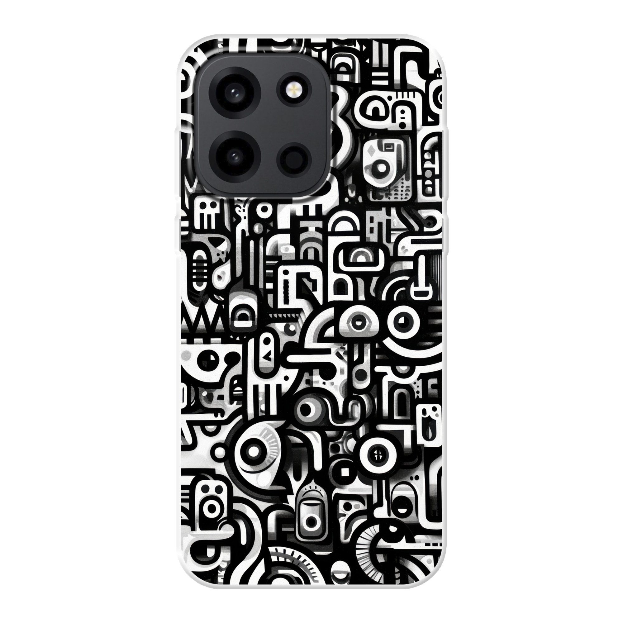 MuchoWow Handyhülle für OnePlus Turbo 6 5G Symbole - Abstrakt - Grafik - Schwarz, Handy Case, Silikon, Bumper Case Dünn