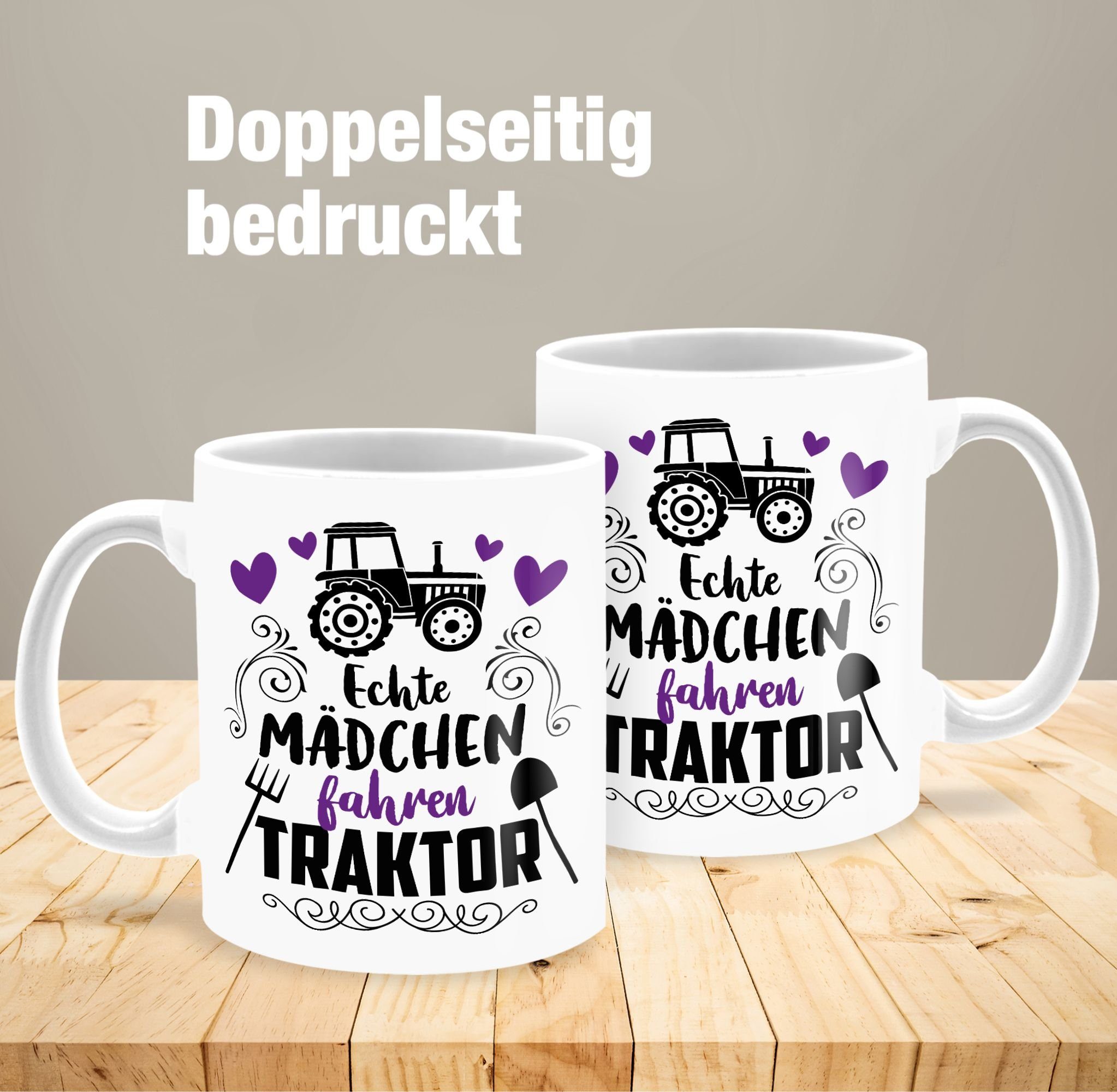 schwarz, Geschenk Shirtracer 3 Mädchen Kaffeetasse Weiß Traktor - fahren Tasse Keramik, Echte Hobby