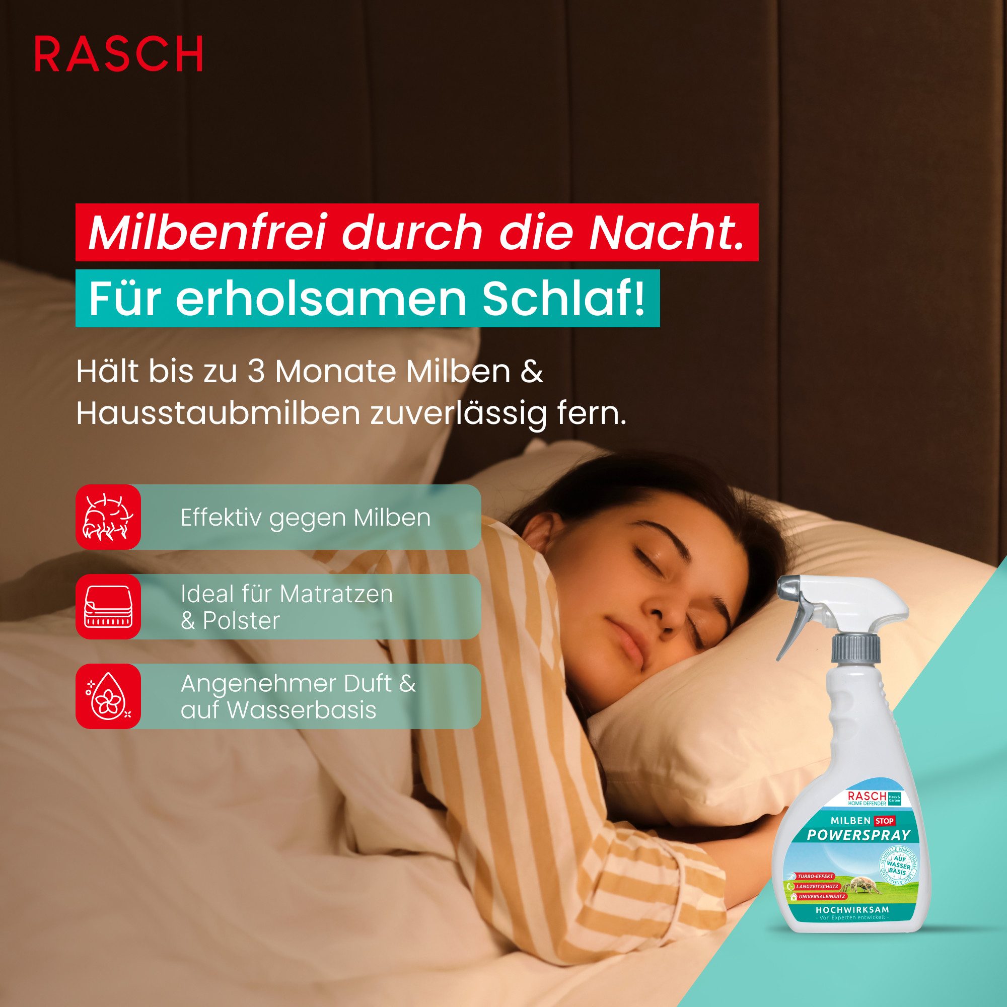 Rasch Insektenspray Rasch® Home Defender - Milben Stop Power Spray - 500 ml, 500 ml, 1-St., 500 ml