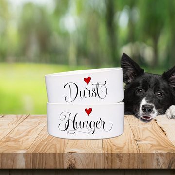 Cadouri Futternapf HUNGER & DURST Design-Hundenapf-SET, Futterschüsseln für Hunde, Keramik, lebensmittelechte, schwere Näpfe mit Motiv, 1000 ml
