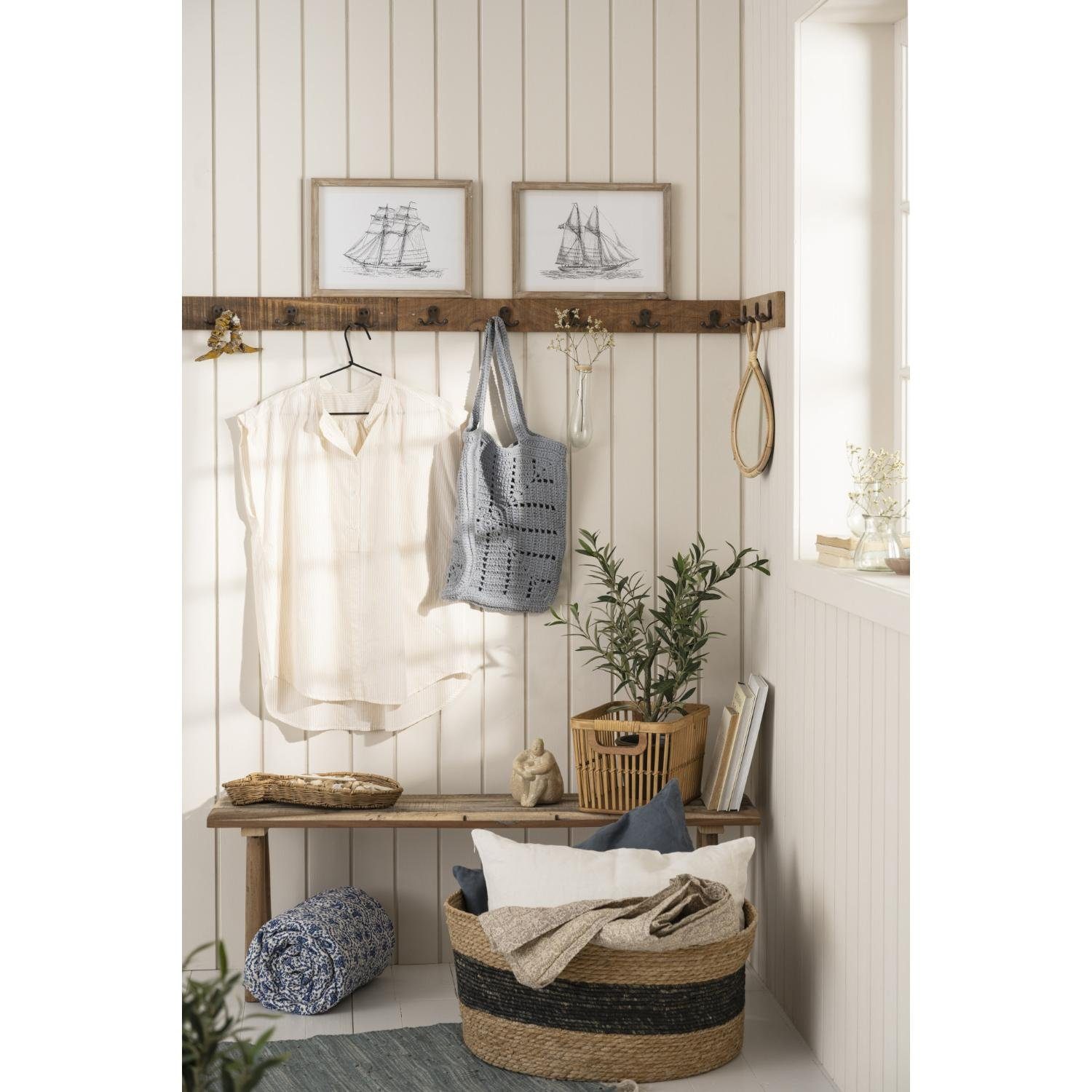 Ib Laursen Servierschale Ib Laursen Korb mit Griffen offenes Geflecht Bambus (20x21x34cm)