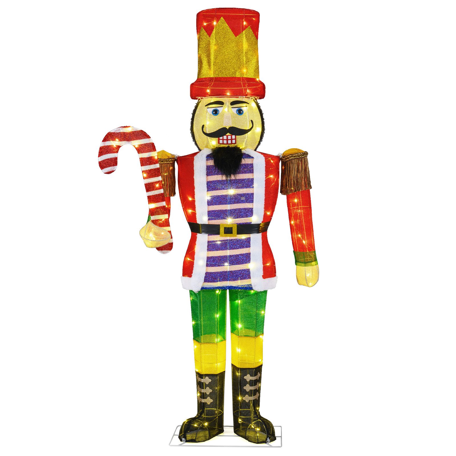 COSTWAY Weihnachtsfigur (1 St), Nussknacker Figur groß, LED Weihnachtsdeko, 184cm