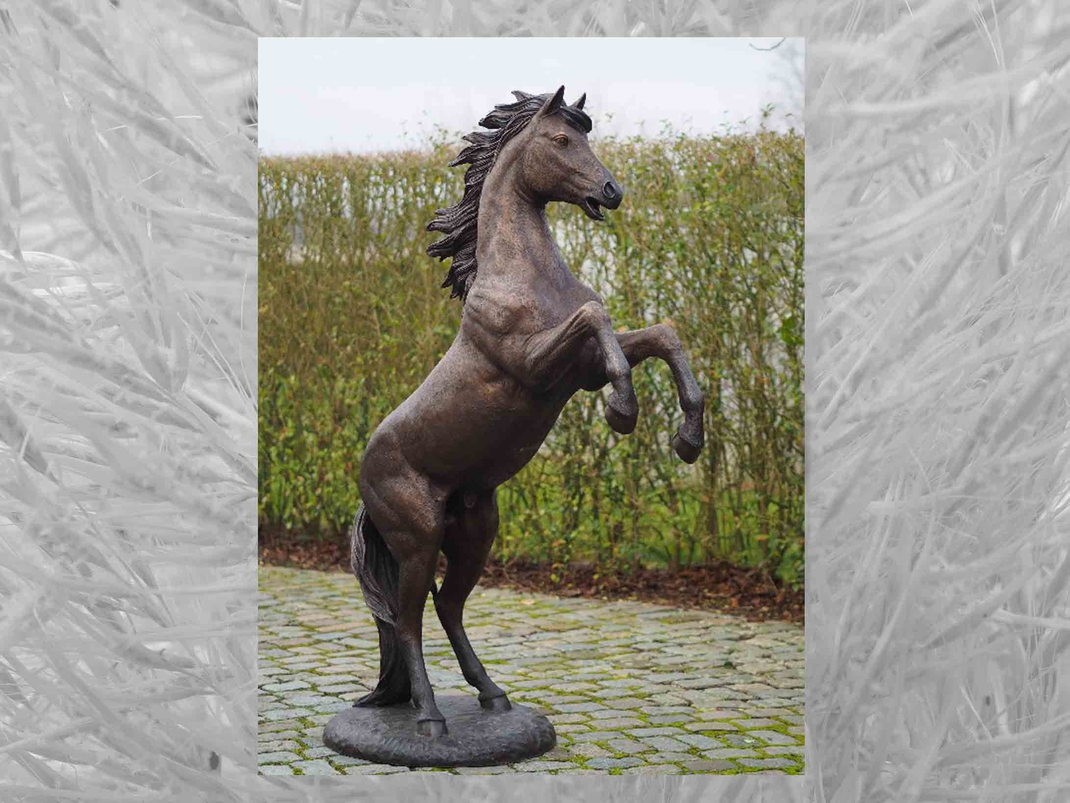 Aufbäumendes IDYL Bronze Pferd, Gartenfigur Bronze-Skulptur IDYL
