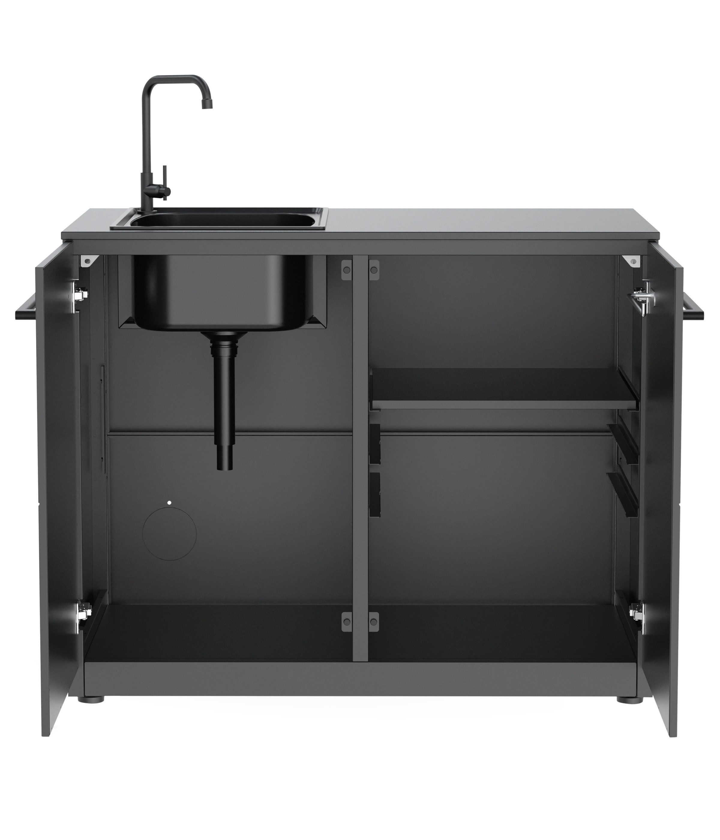 COZZE Outdoor-Küche Spülmodul Elements, mit HPL Platte, 110 x 60 x 90 cm, Stahl, schwarz, flexibel erweiterbares Modul der Cozze® Outdoor-Küche