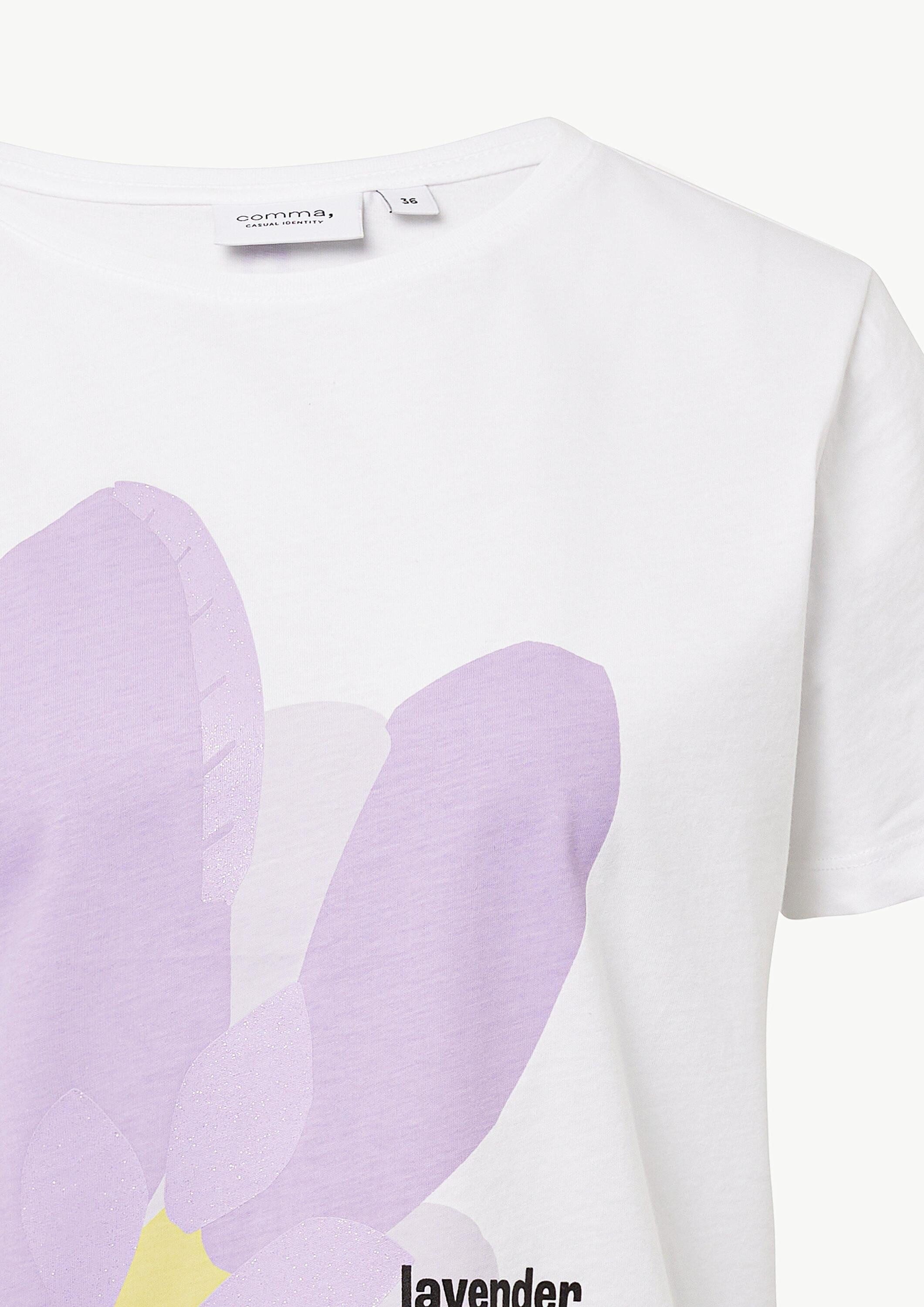 comma Kurzarmshirt T-Shirt Baumwoll-T-Shirt mit Frontprint