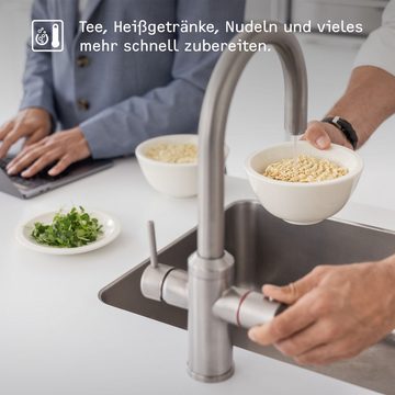 STIEBEL ELTRON Kochendwassergerät HOT 2.6 N Premium + 3in1 b gebürstet, max. 95 °C, Schneller Kochen: Heißes Wasser in 1 Sekunde, sehr kompakte Bauweise