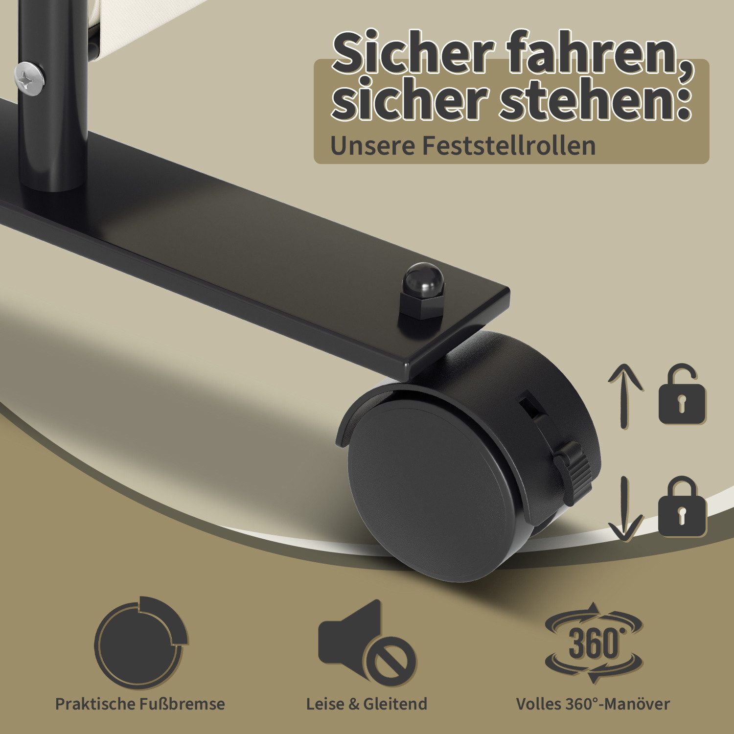 Clanmacy Paravent Trennwand auf Rollen Sichtschutz Raumteiler Klappbar Outdoor Garten – Bild 5 von 5