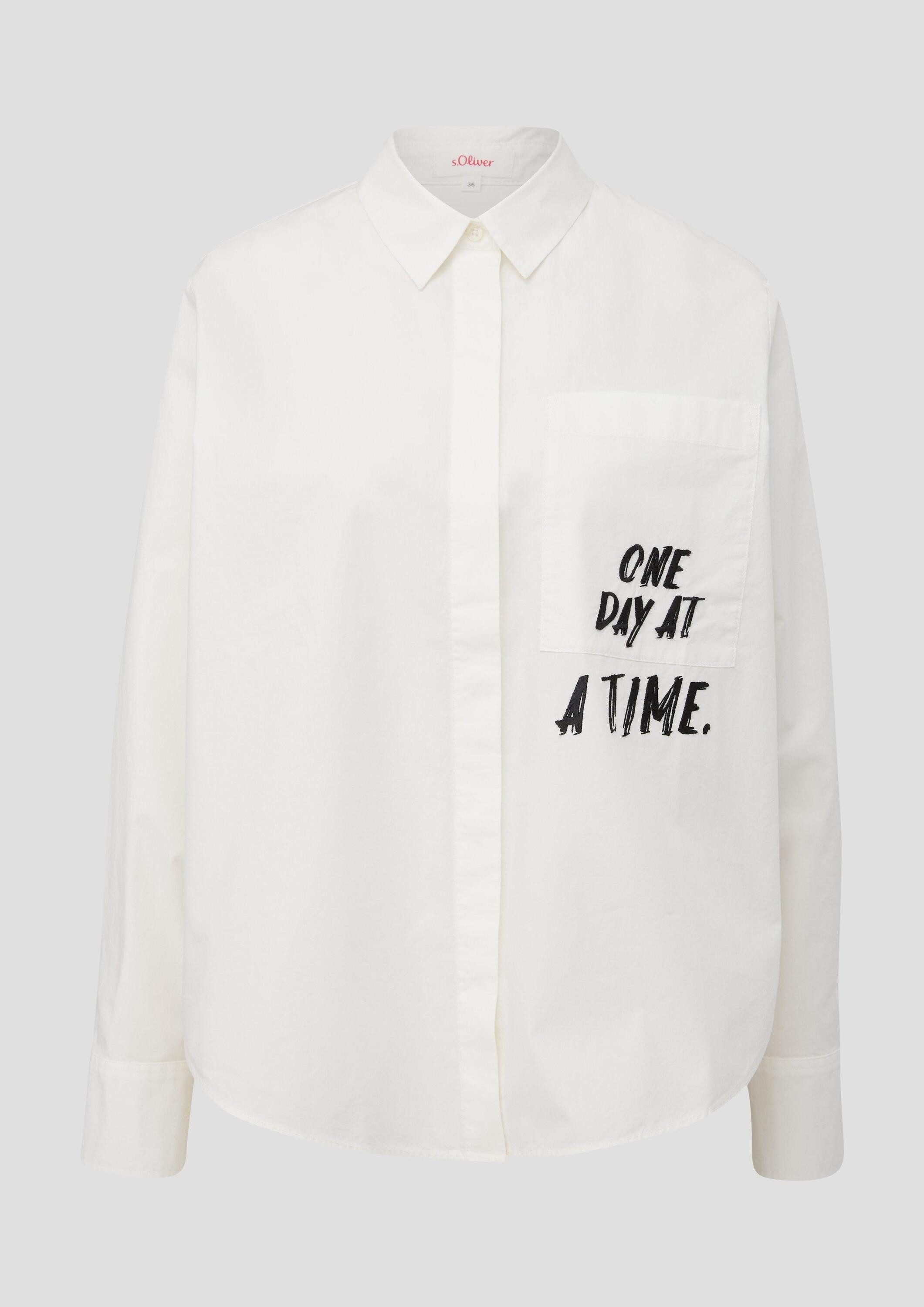 s.Oliver Langarmbluse Bluse Popeline-Bluse aus Baumwolle