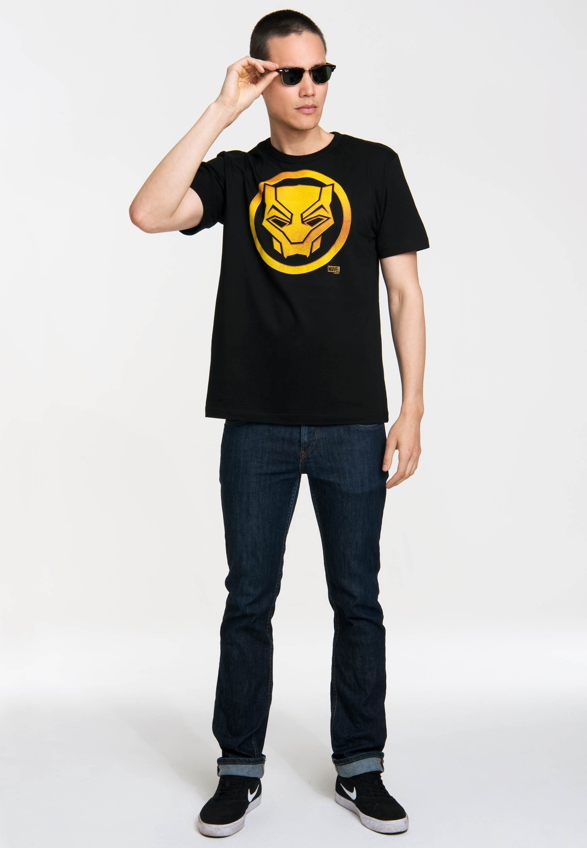 LOGOSHIRT T-Shirt Marvel - Black Panther Logo mit Black Panther-Logo