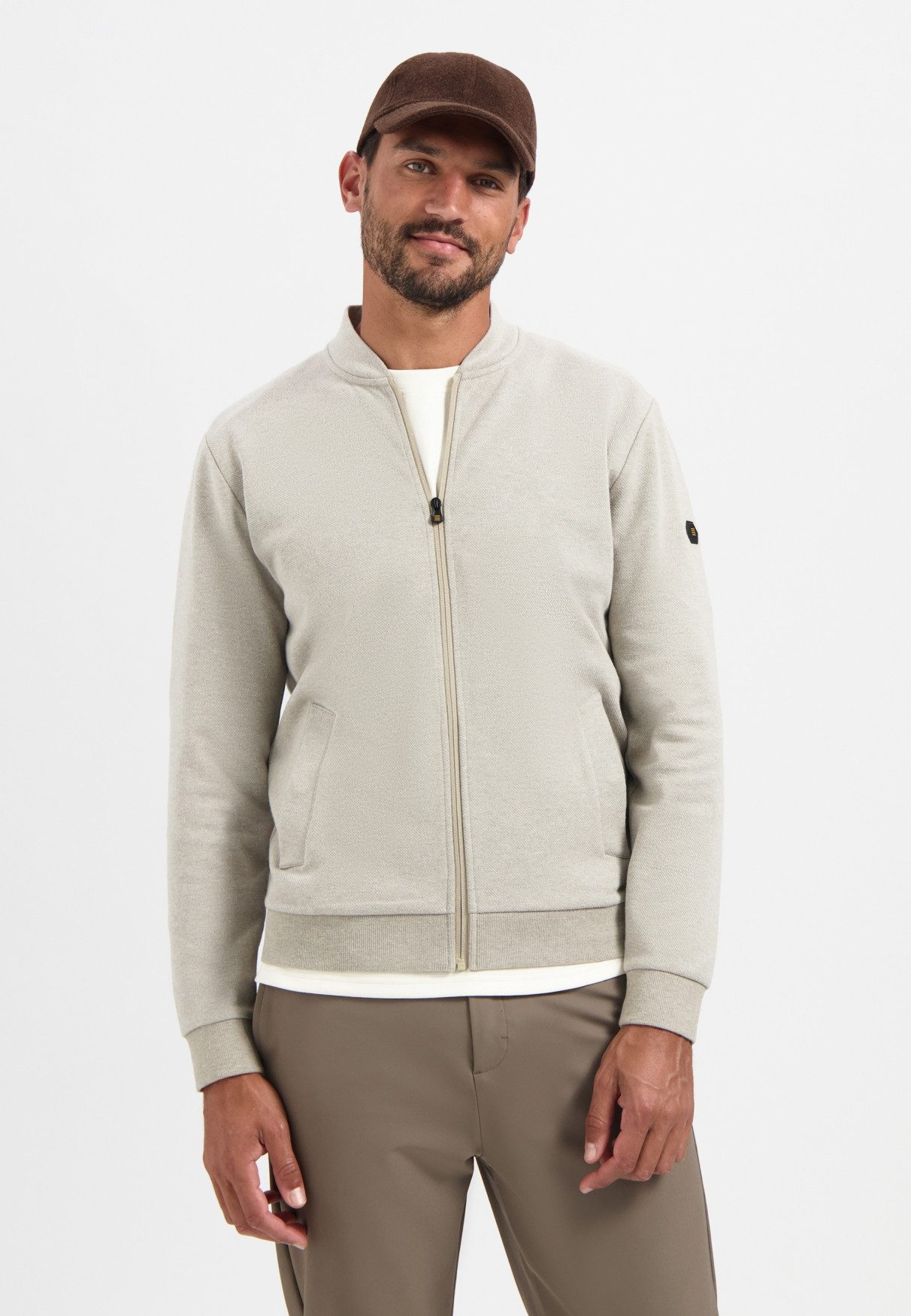 NO EXCESS Sweatshirt Sweater Full zip College Collar Twi