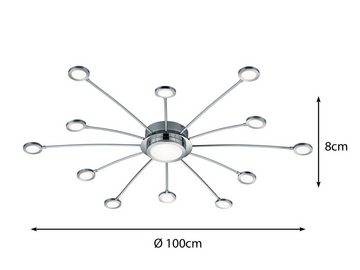 TRIO Leuchten LED Deckenleuchte, Dimmfunktion, LED fest integriert, Einstellbar: Warmweiß - Neutralweiß - Tageslichtweiß, ausgefallene große flach-e Design-er Treppenhaus Beleuchtung Ø 100cm