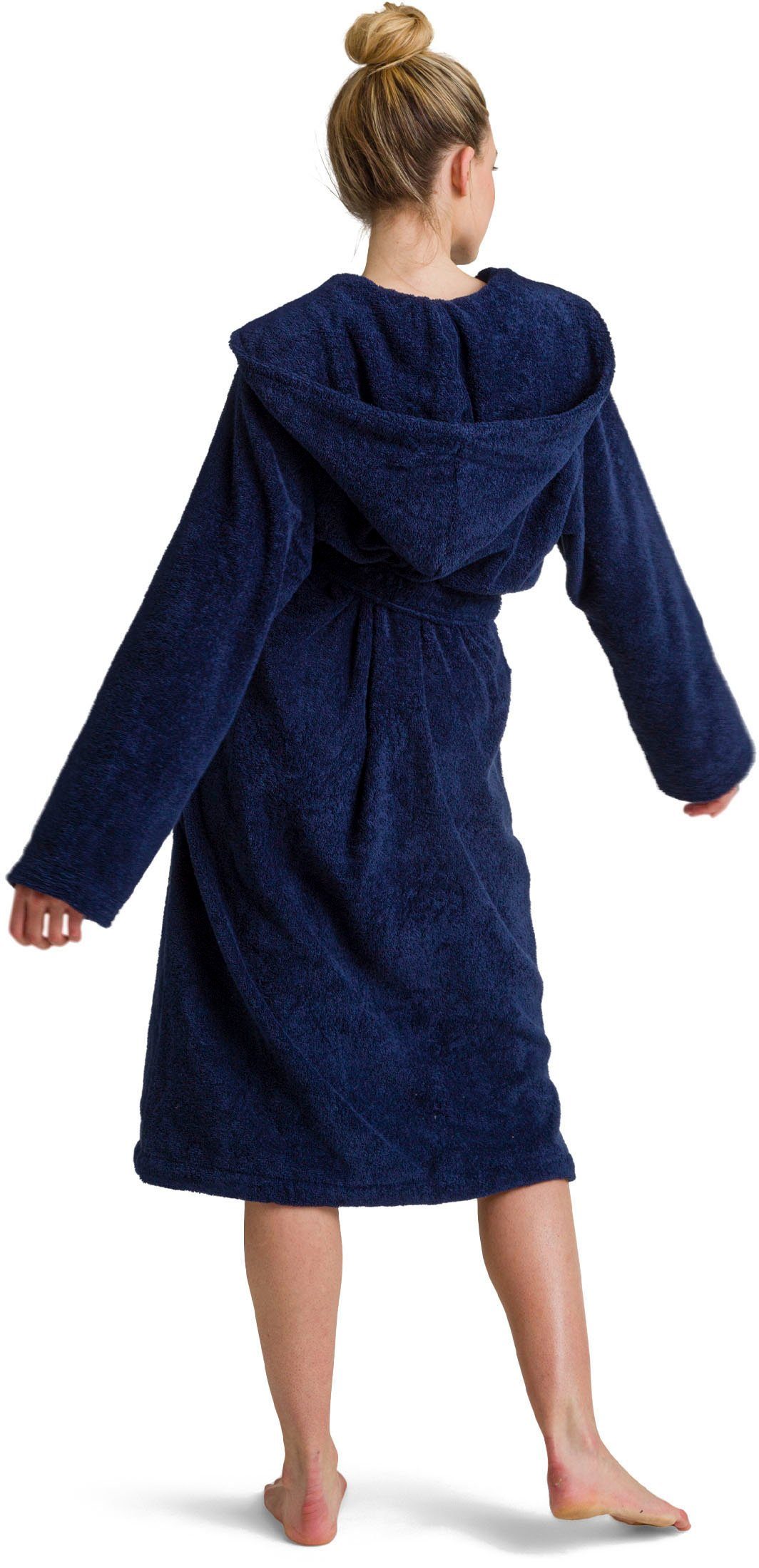 Möve Unisex-Bademantel Superwuschel Kapuze, ideal für Sauna & Spa, Hotelbademantel, Langform, Walkfrottier, Kapuze, Gürtel, in Uni