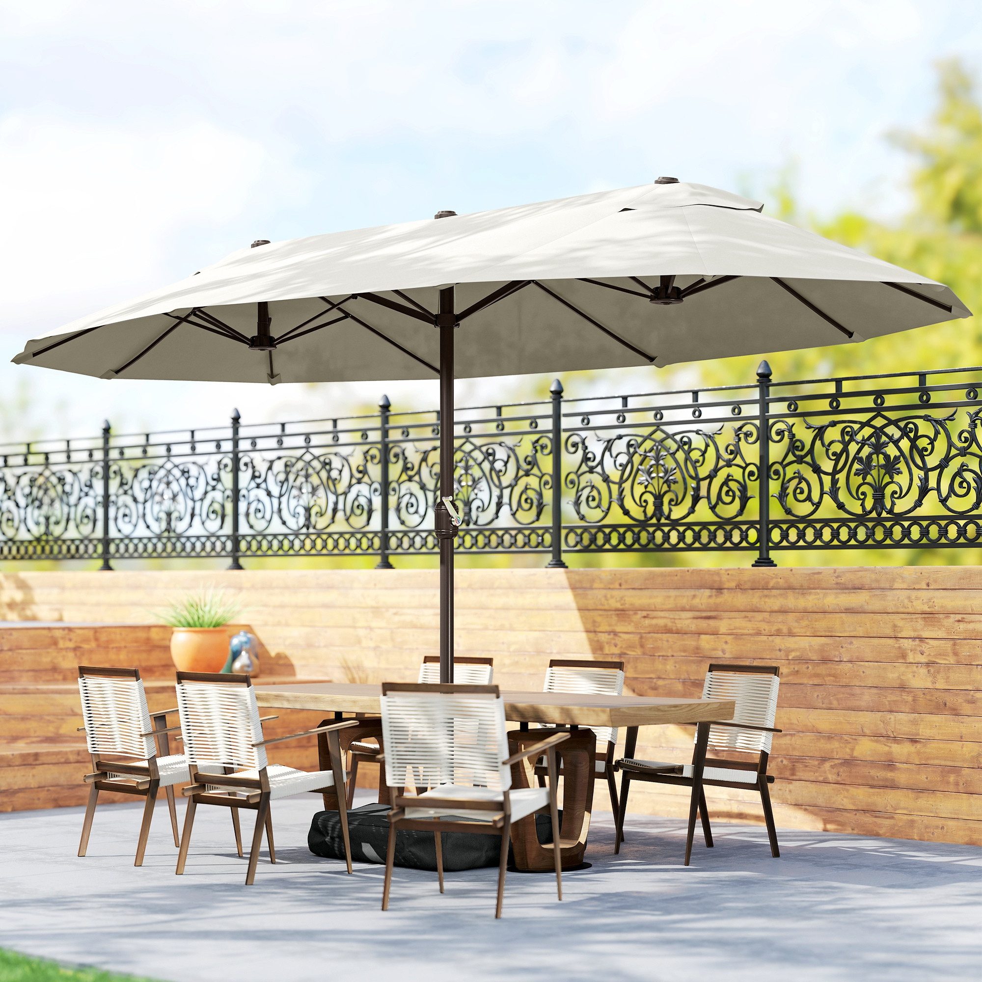 Outsunny Sonnenschirm Doppelsonnenschirm, LxB: 455x265 cm, Sonnenschirm, Gartenschirm, ohne Schirmständer