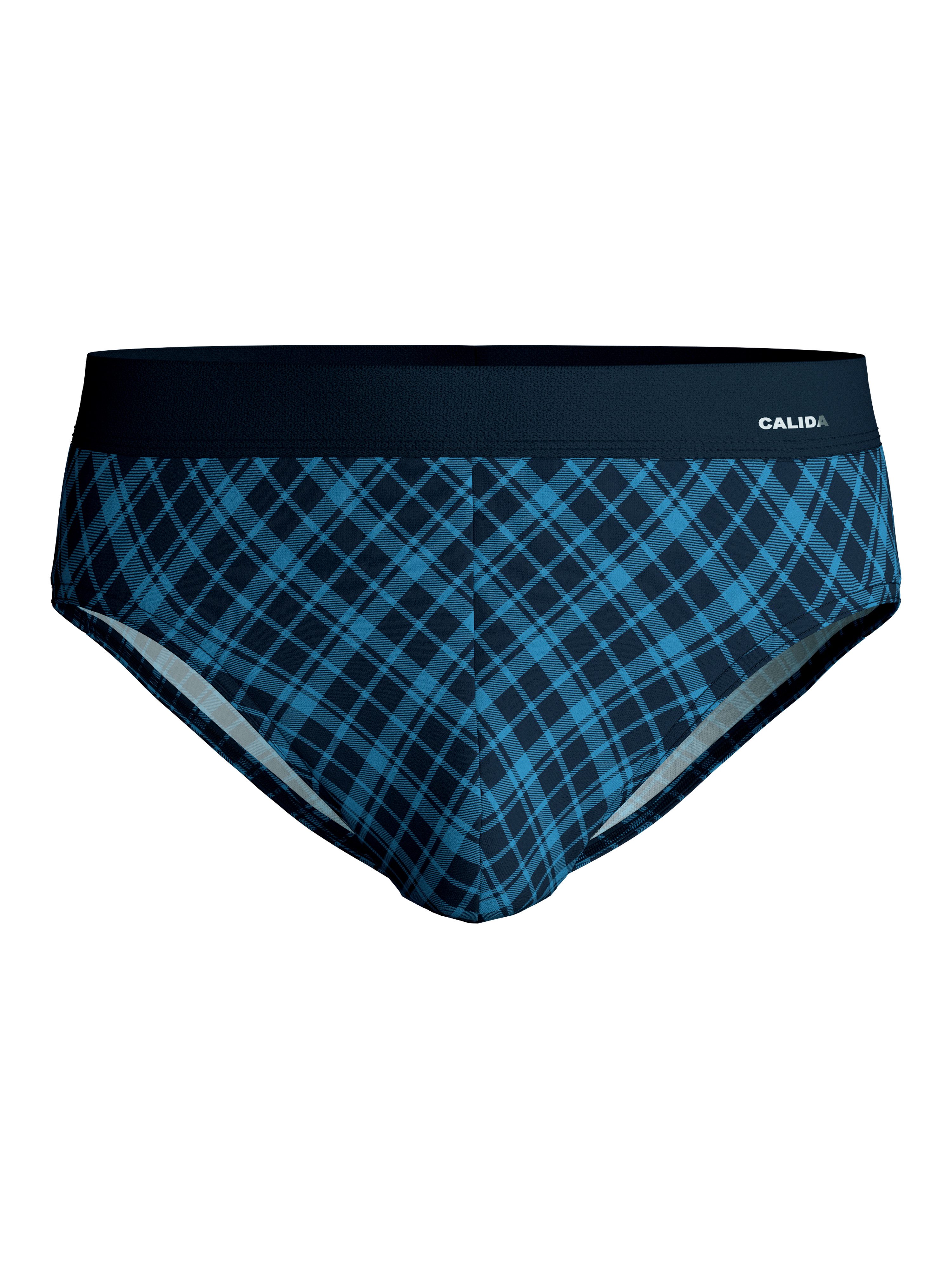 CALIDA Minislip Cotton Code Design breiter Bund, mit Druck, eng, kurz, mit Logo, Baumwollmix