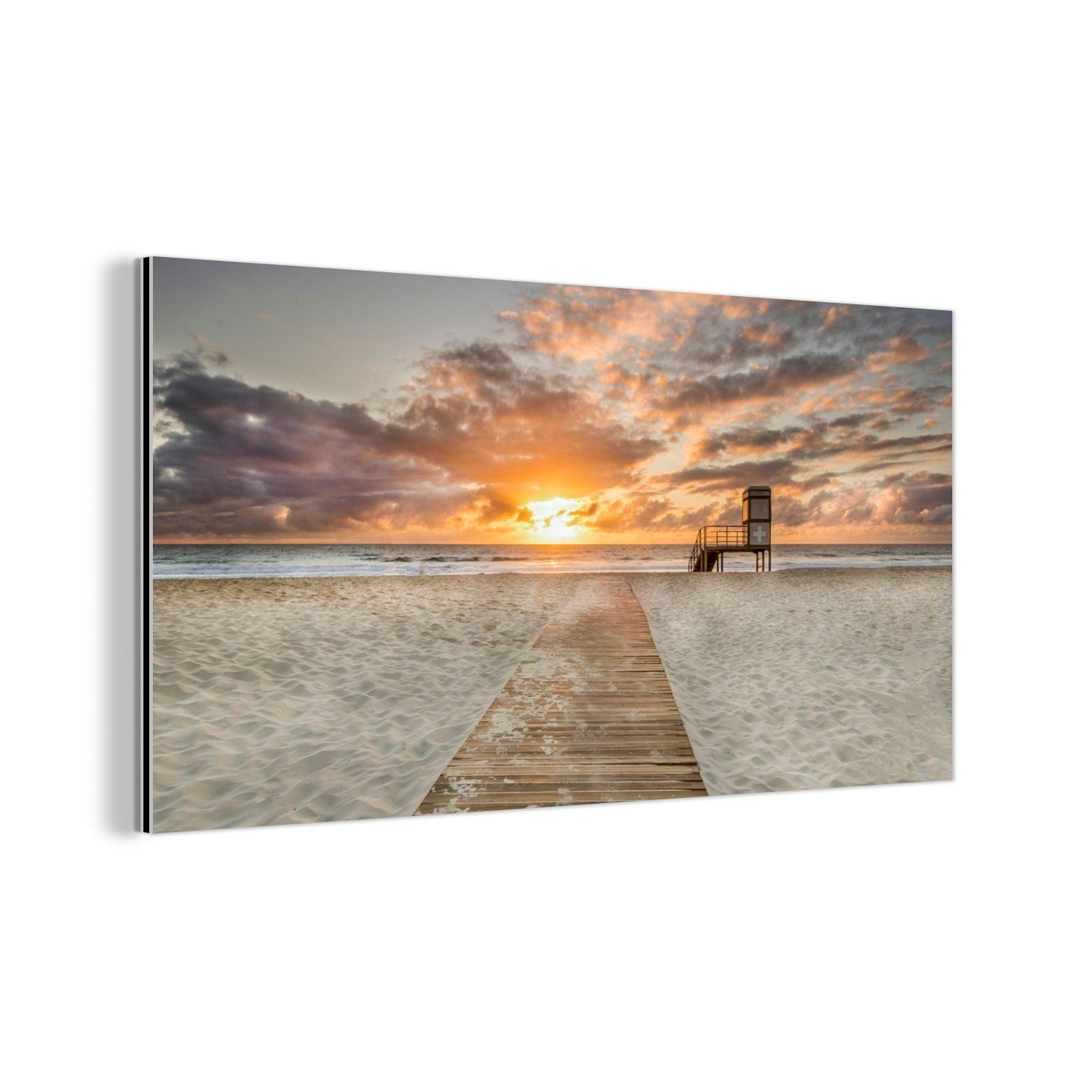 Metallbild Der Weg zum Sonnenuntergang am Strand von Fuerteventura