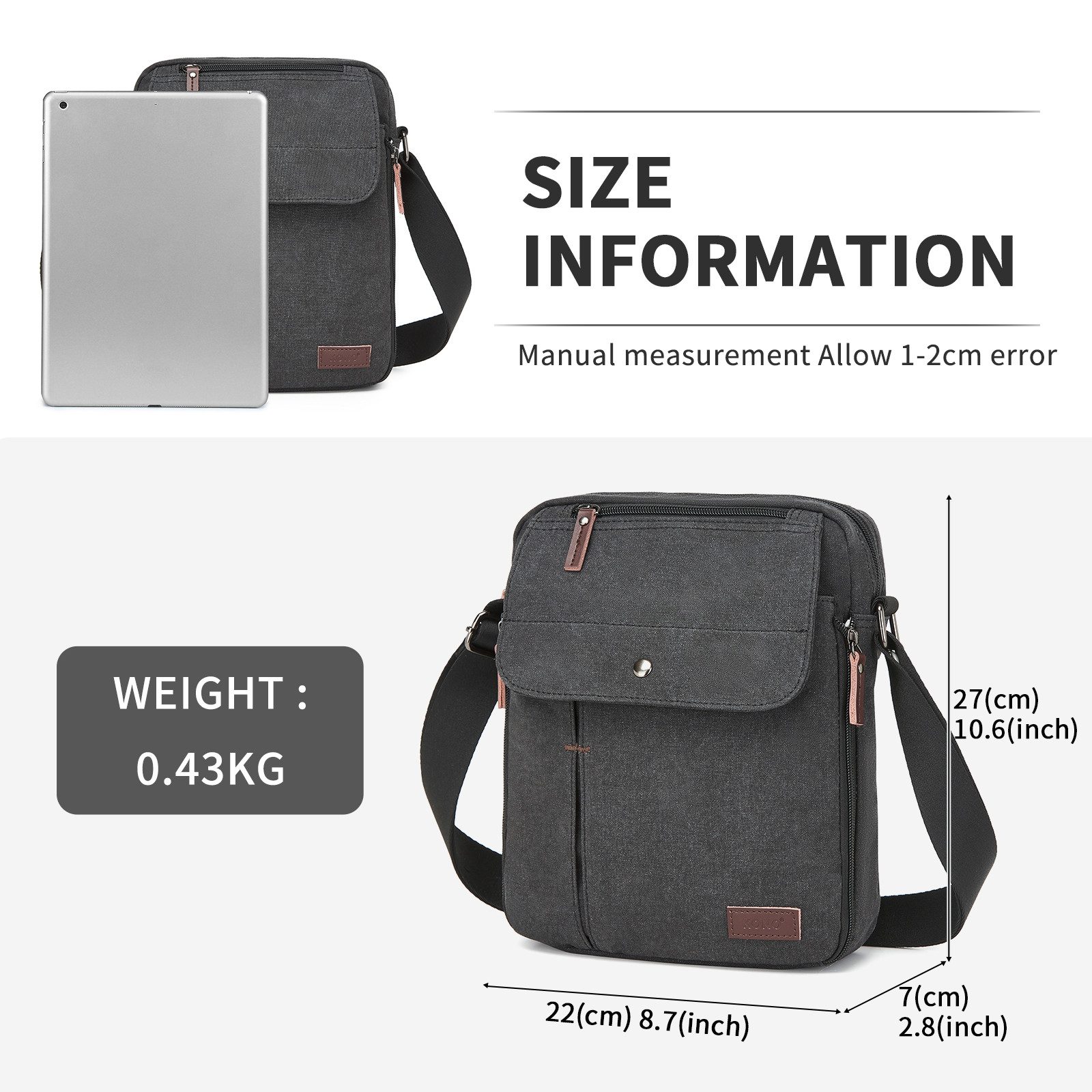 KONO Handtasche Herren-Umhängetasche aus Canvas, Multifunktional günstig online kaufen