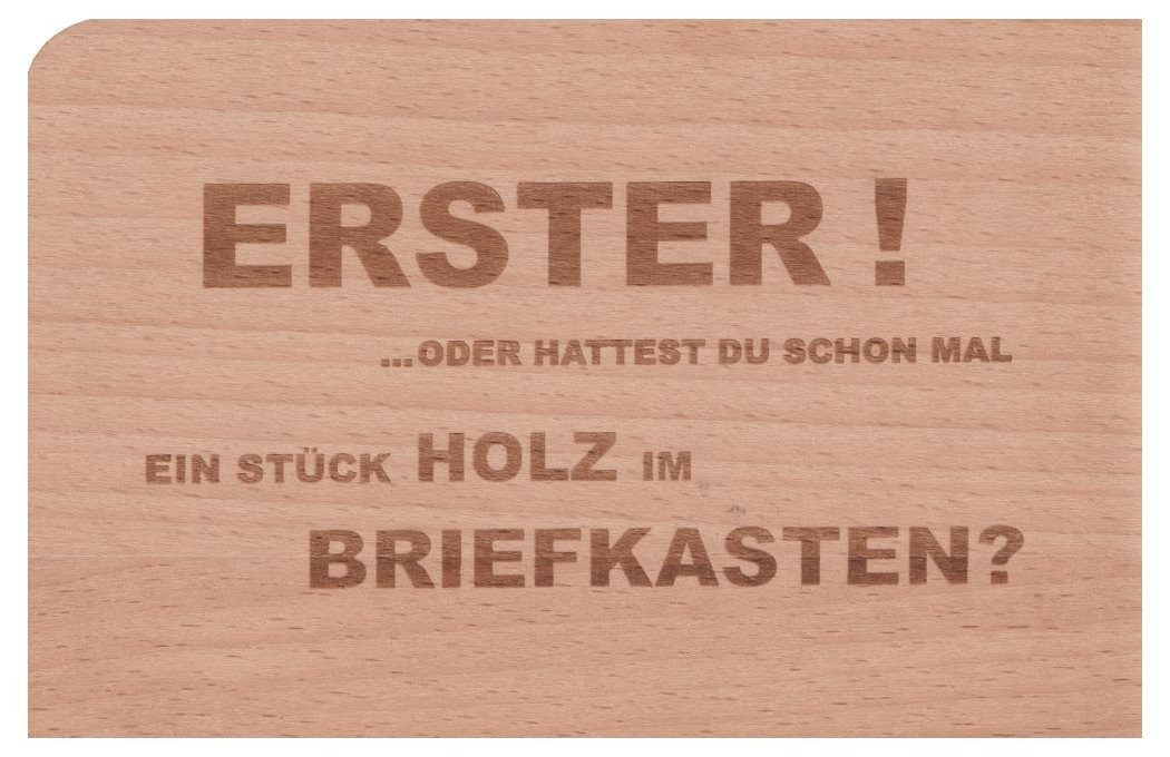 holzpost GmbH Postkarte Holzpostkarte "Erster! Oder hattest Du schon mal ein Stück Holz i ..."