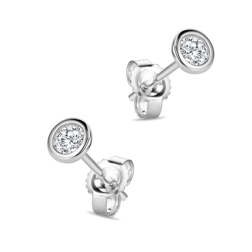 Miore Paar Ohrstecker Damen 9K (375) Weißgold mit Diamanten 0,10 ct, 0,15 ct oder 0,25 ct, in 3 x 3mm, 4 x 4 mm oder 4,5 x 4,5 mm