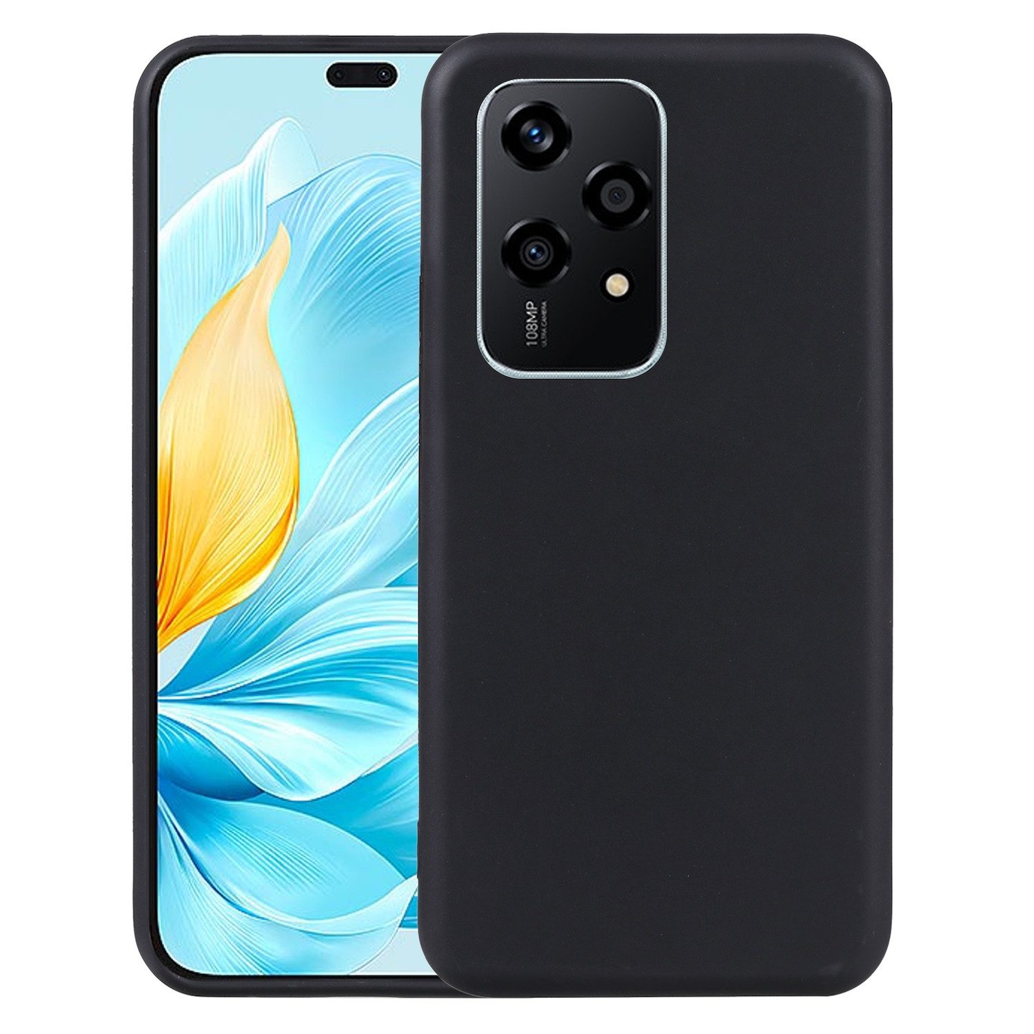 Wigento Handyhülle Für Honor 200 Lite Silikon TPU Schutz Hülle Cover Case dünn Schwarz