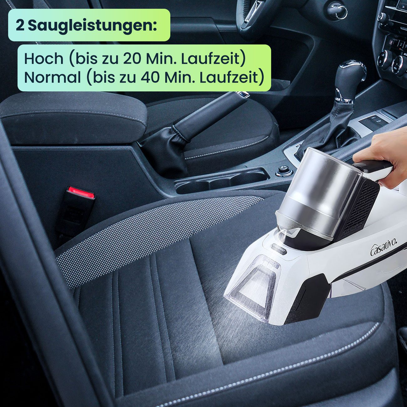 Casativo Nass-Trocken-Akkusauger Nasssauger 60W Fleckenreiniger Waschsauger für Polster & Teppiche, 60 W, beutellos, Li-Ion-Akku, 2 Geschwindigkeitsstufen, starker Fleckenentferner