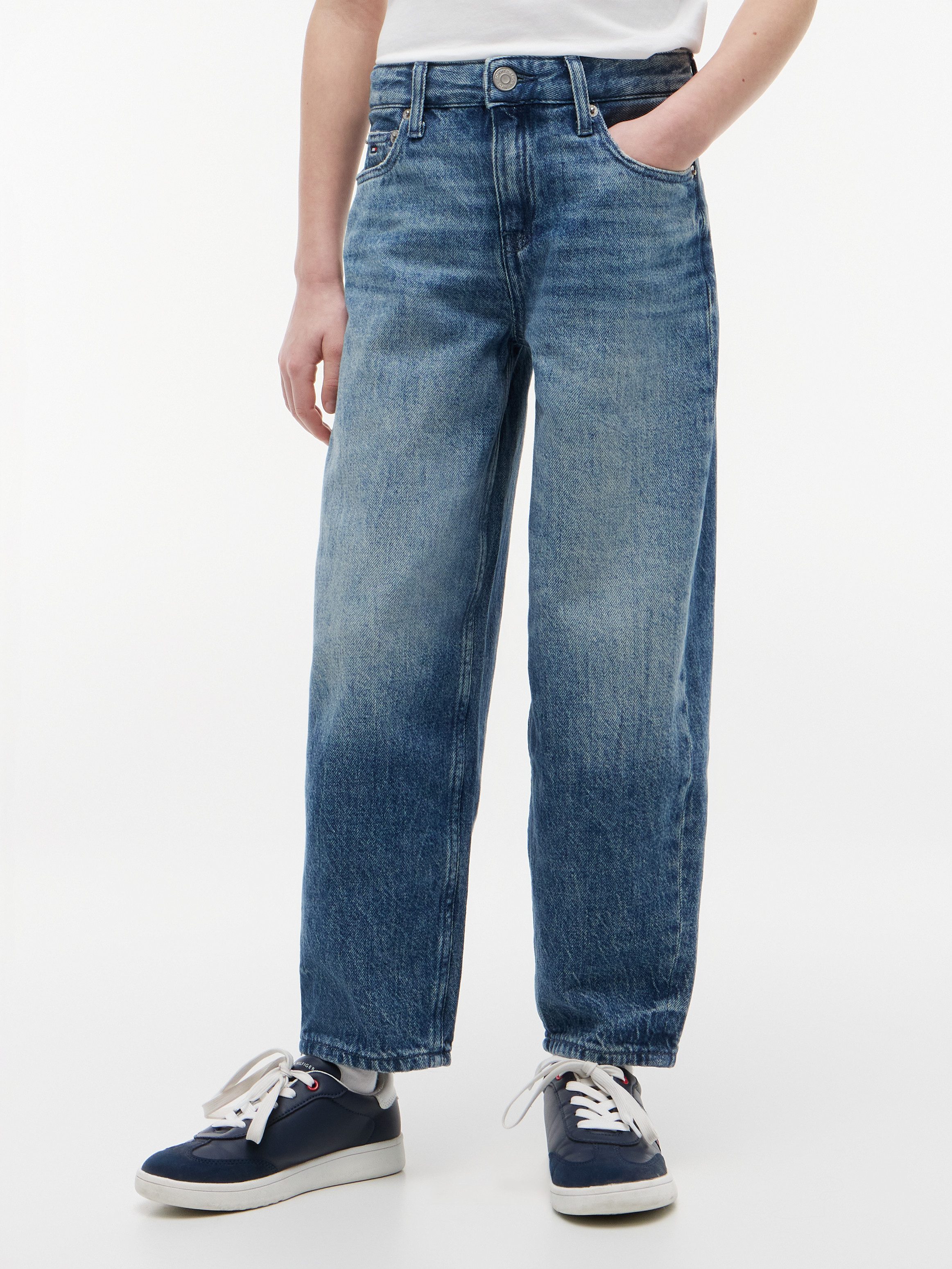 Tommy Hilfiger Loose-fit-Jeans BARREL STARS Kinder bis 16 Jahre, Flag-Stickerei