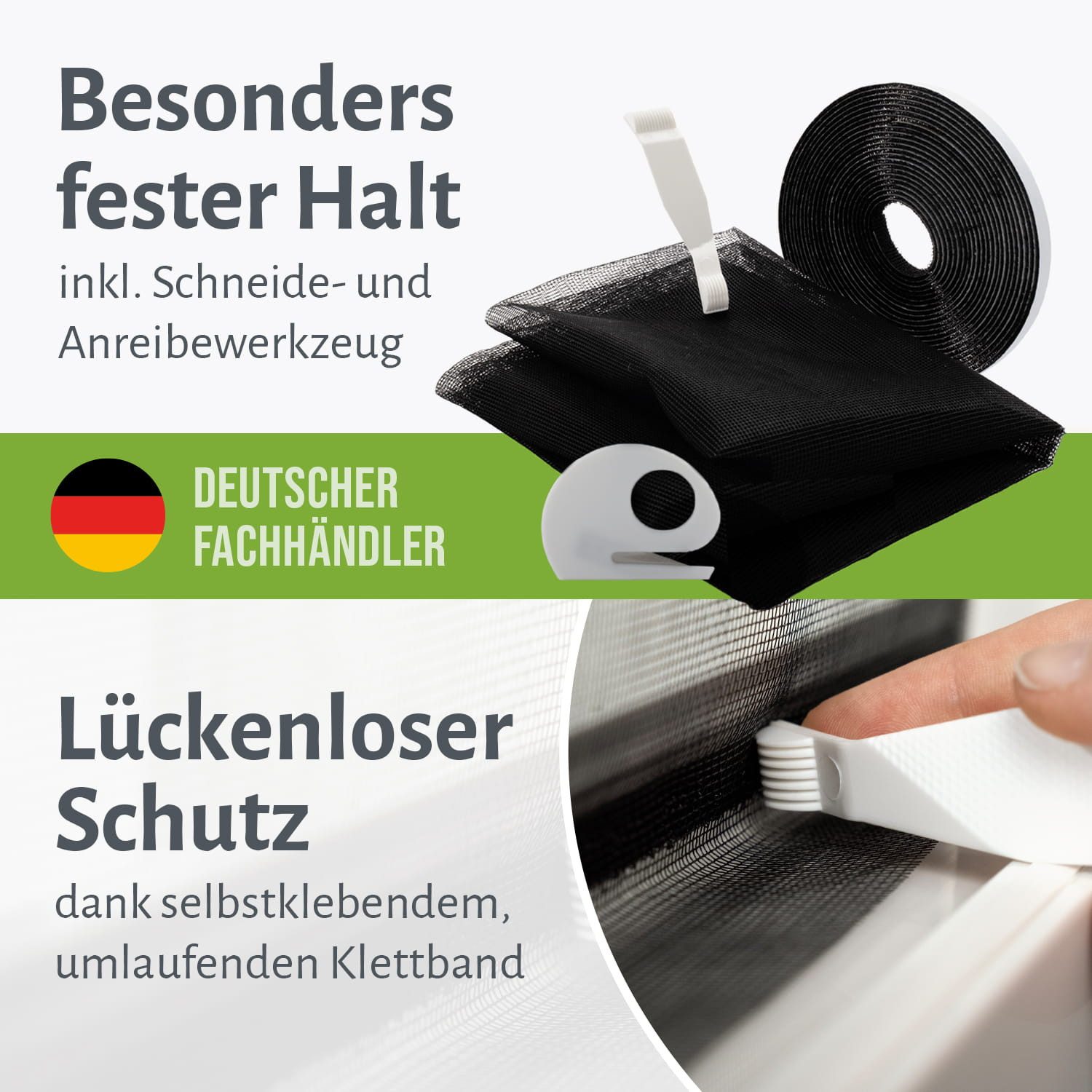 empasa Insektenschutz-Fensterrahmen mit Klettband, (1-St), Polyester Fliegengitter Fenster mit Klettband, schwarz