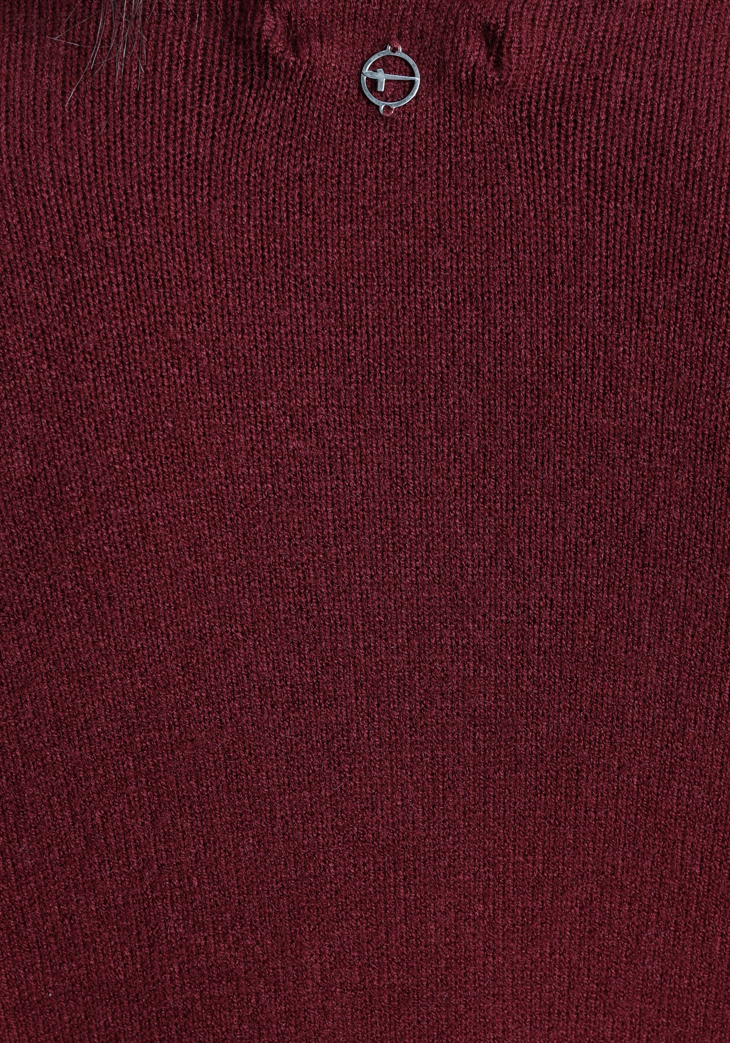 (Strickjacke Cardigan nachhaltigem aus Material) mit Tamaris bordeaux Taschen