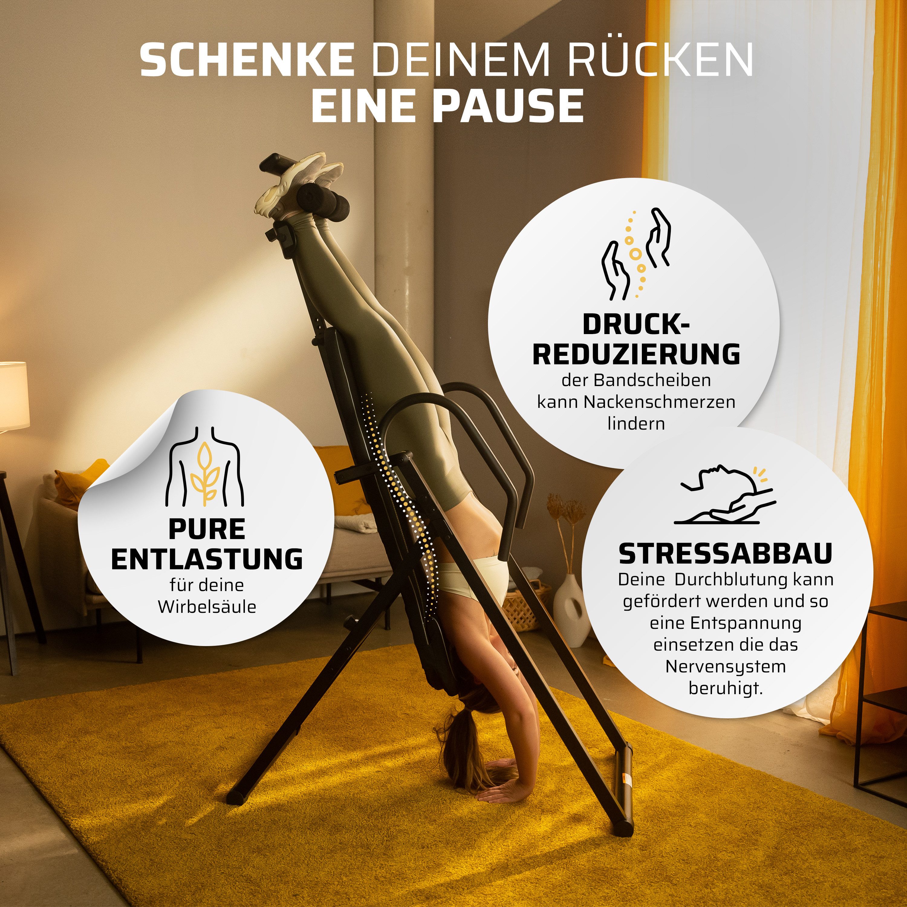 SportPlus Rückentrainer SP-INV-010-B, Inversionsbank, Rückentrainer, Schwerkrafttrainer